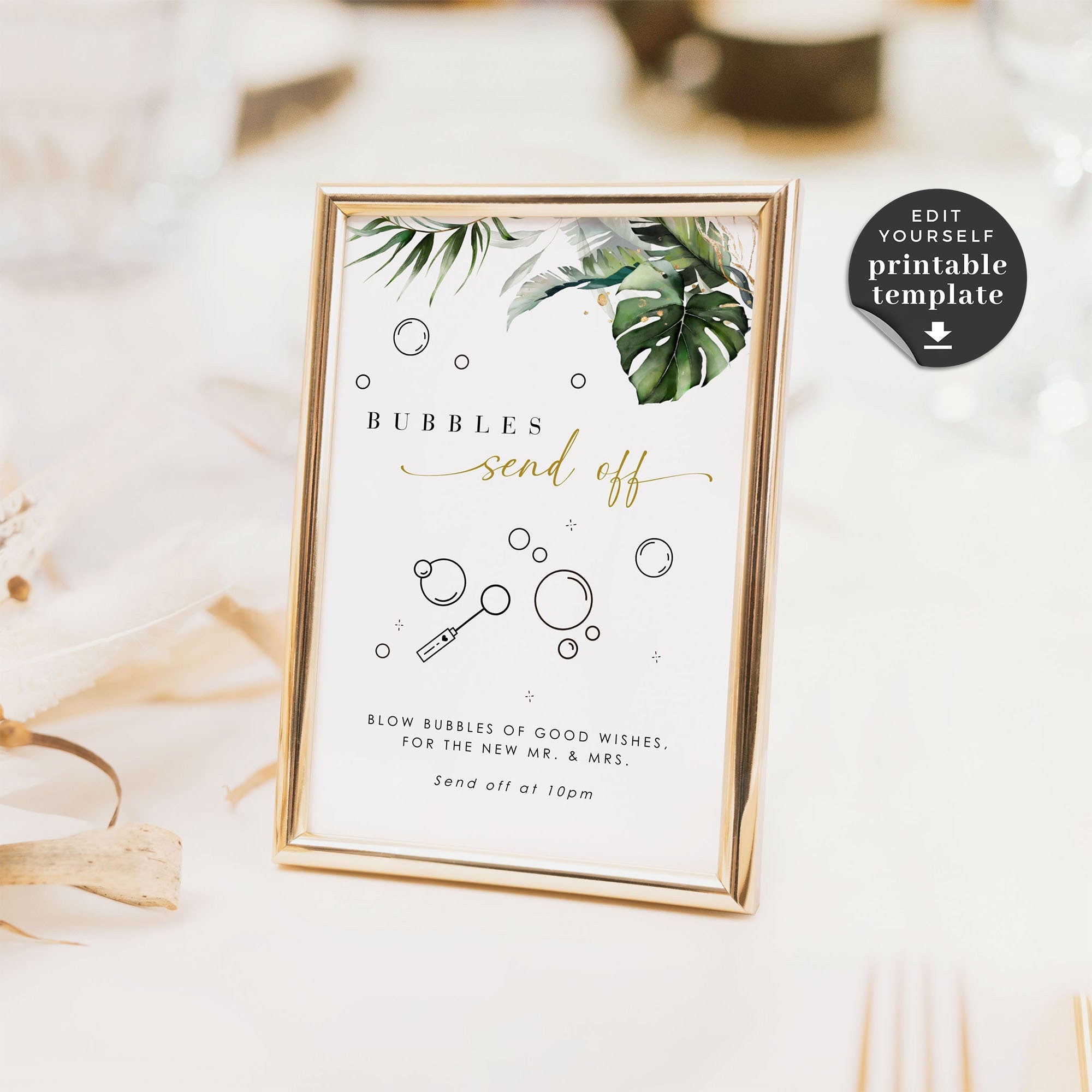 PALMA Bubble Send Off Wedding Sign Tropical