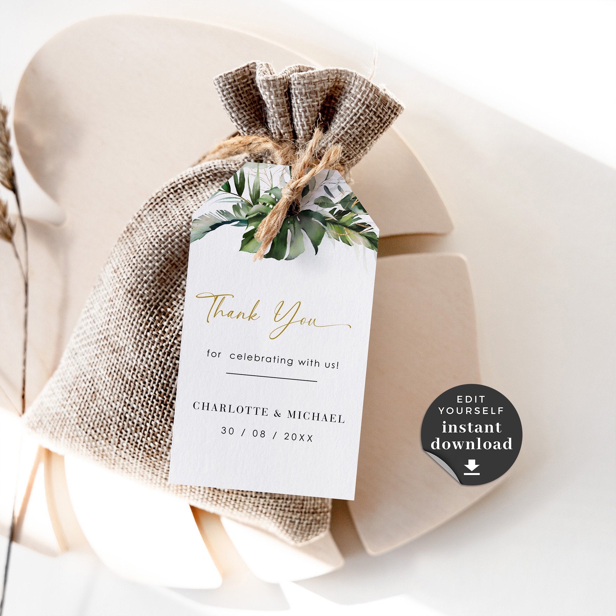 PALMA Tags for Wedding Favors Template Tropical