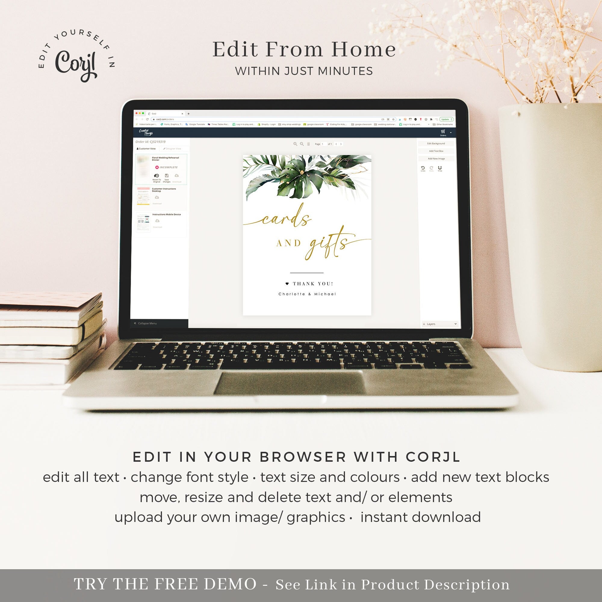 PALMA Cards and Gift Sign Template Tropical