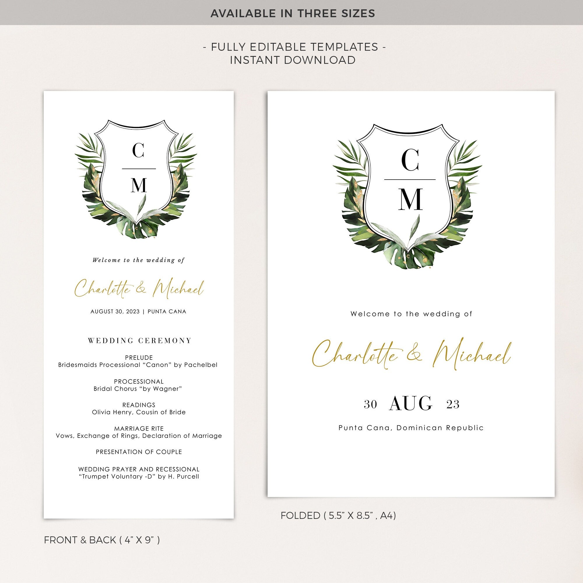 PALMA Template for Wedding Program Tropical