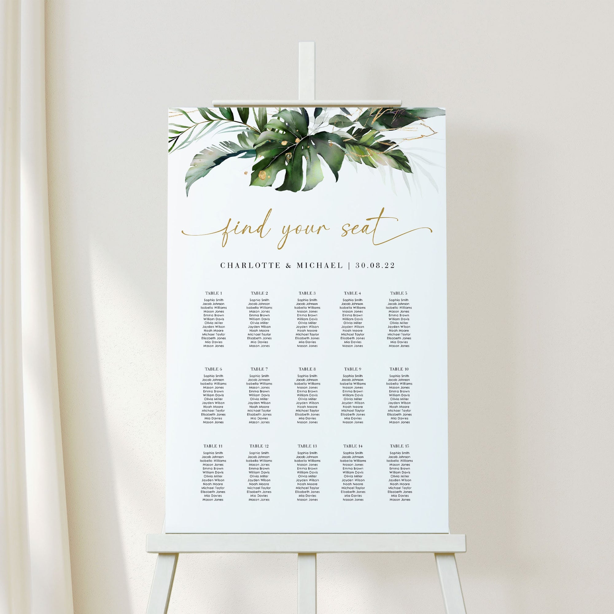 PALMA Tropical Wedding Seating Chart Plan Template