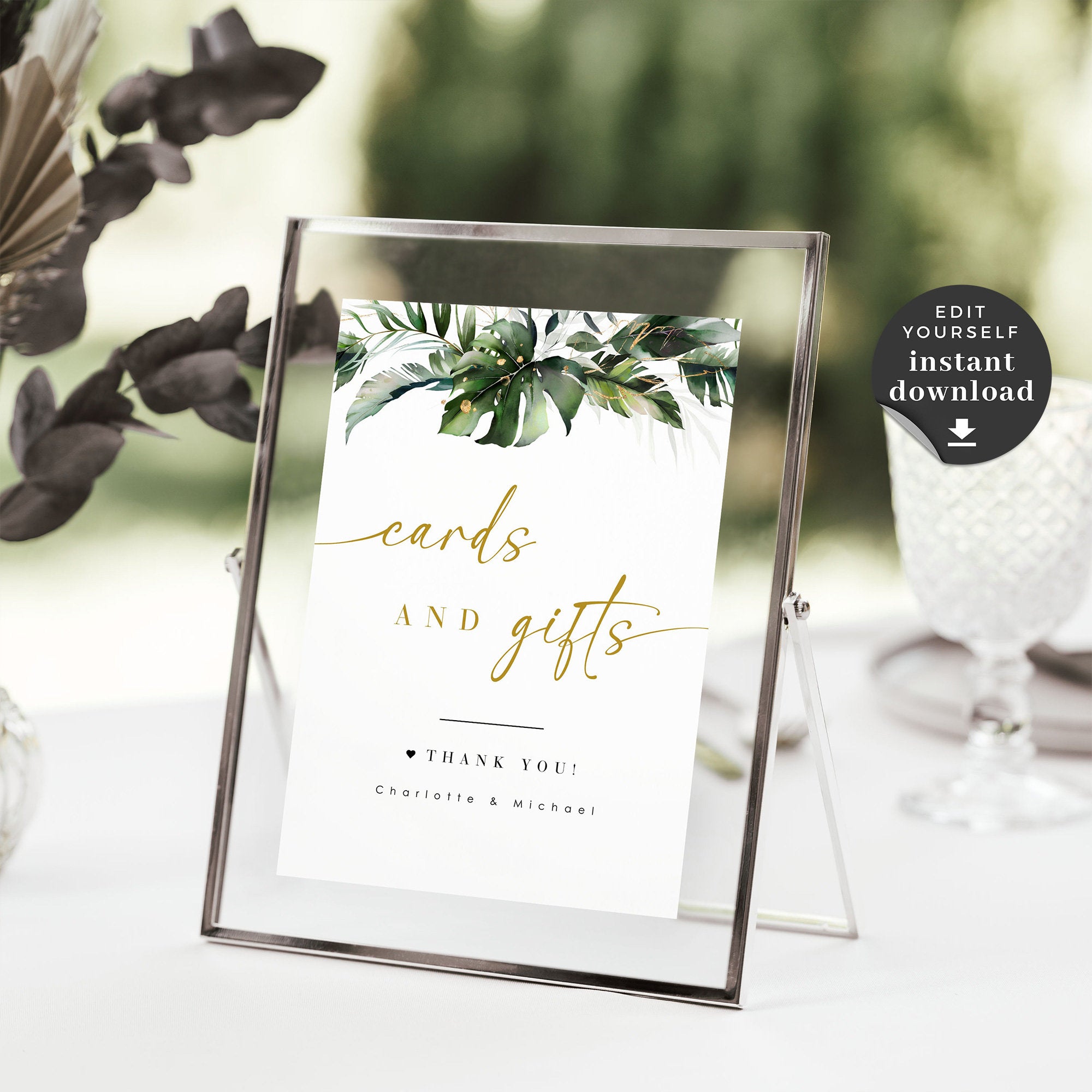 PALMA Cards and Gift Sign Template Tropical