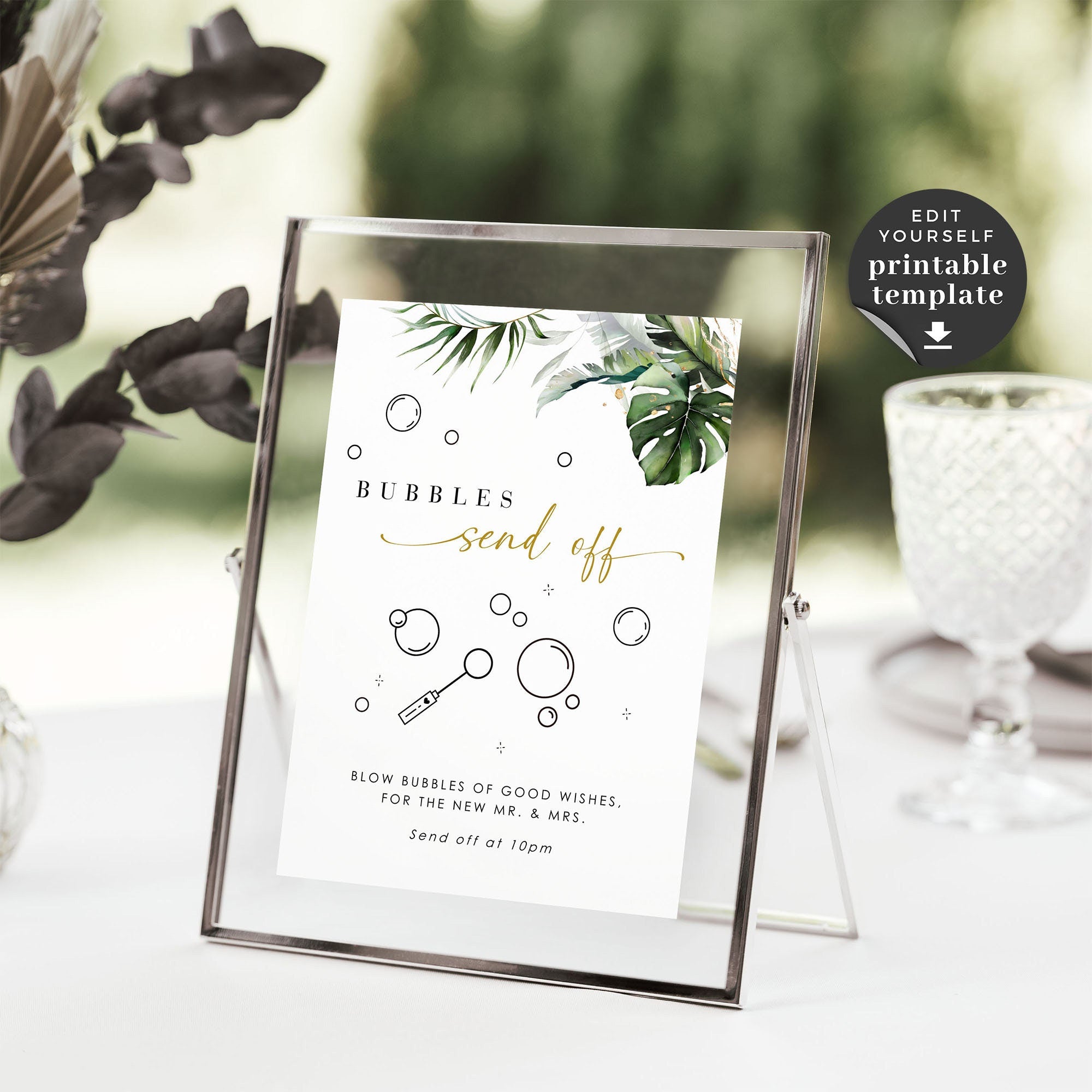 PALMA Bubble Send Off Wedding Sign Tropical