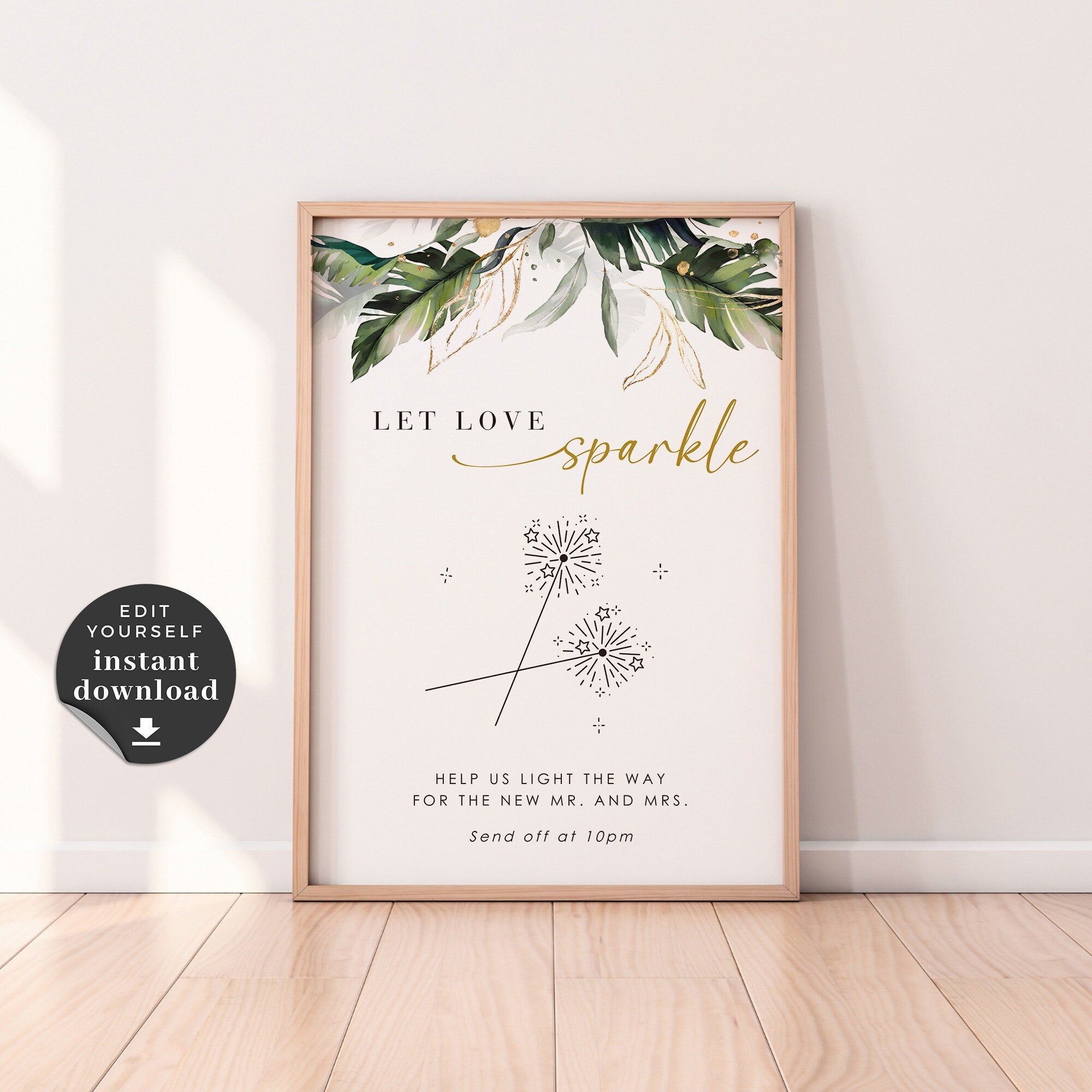 PALMA Tropical Wedding Send Off Sparklers Sign Template
