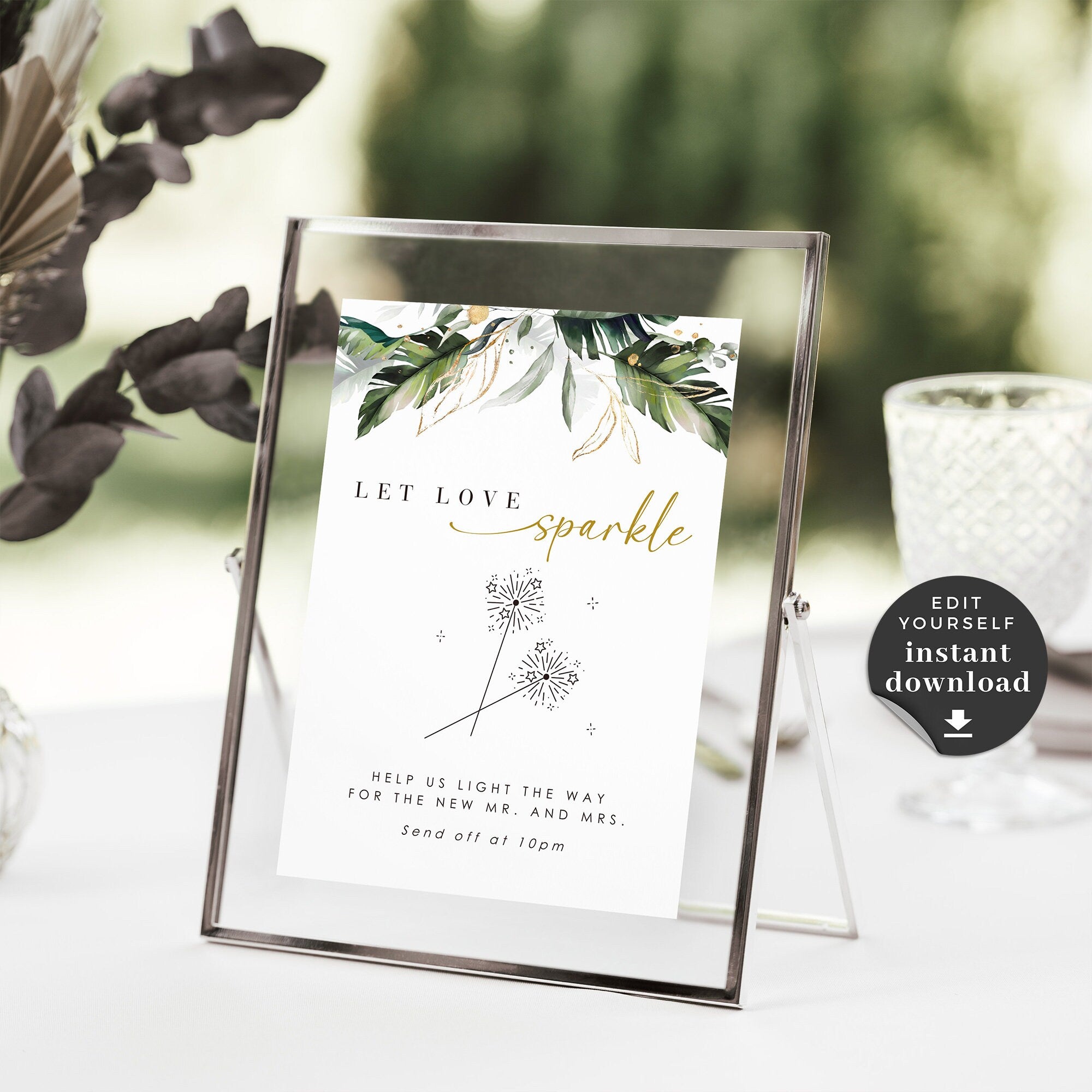 PALMA Tropical Wedding Send Off Sparklers Sign Template