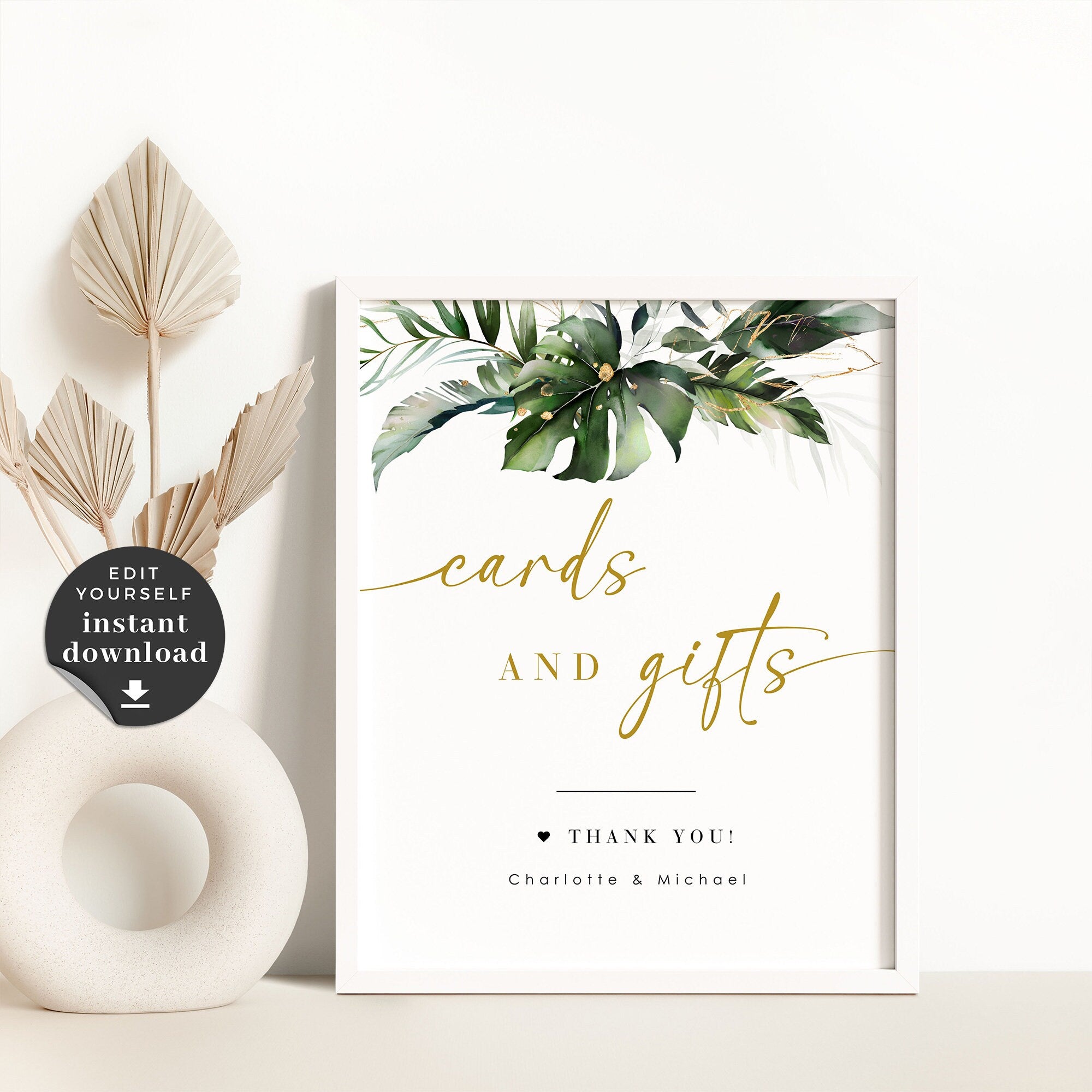 PALMA Cards and Gift Sign Template Tropical