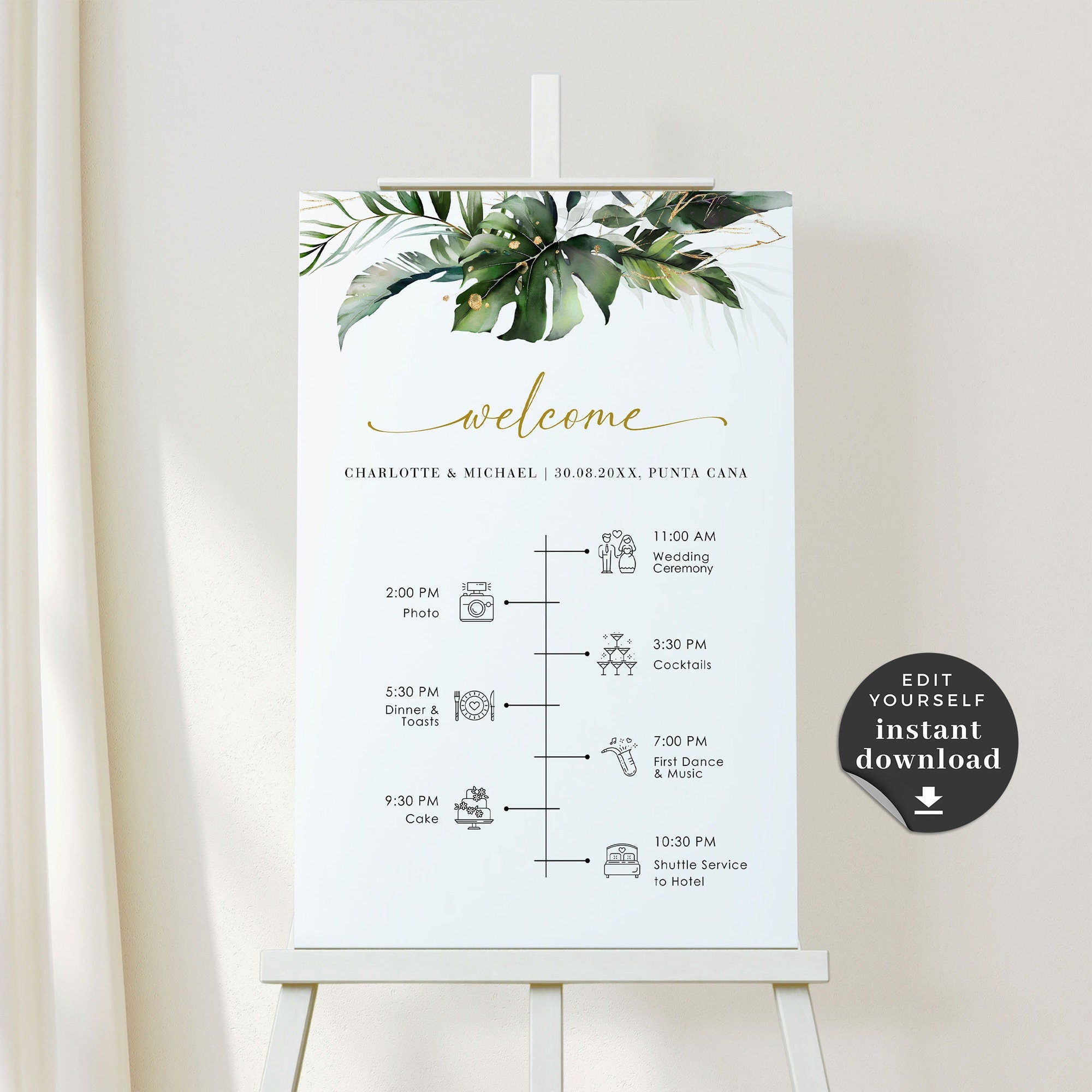 PALMA Wedding Day Timeline Sign Template