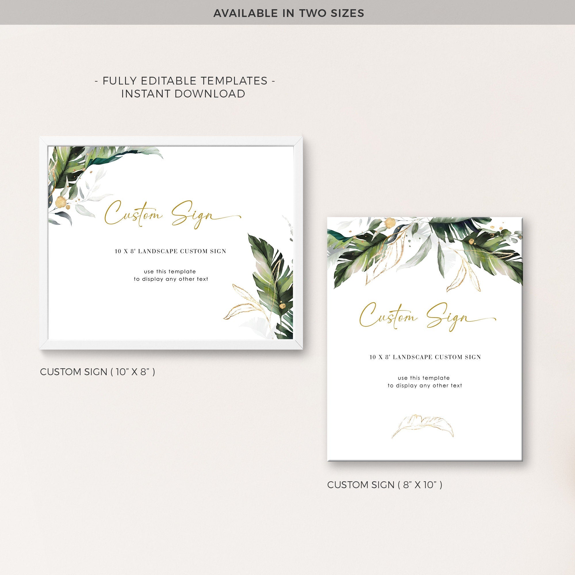 PALMA Tropical Wedding Signage Template