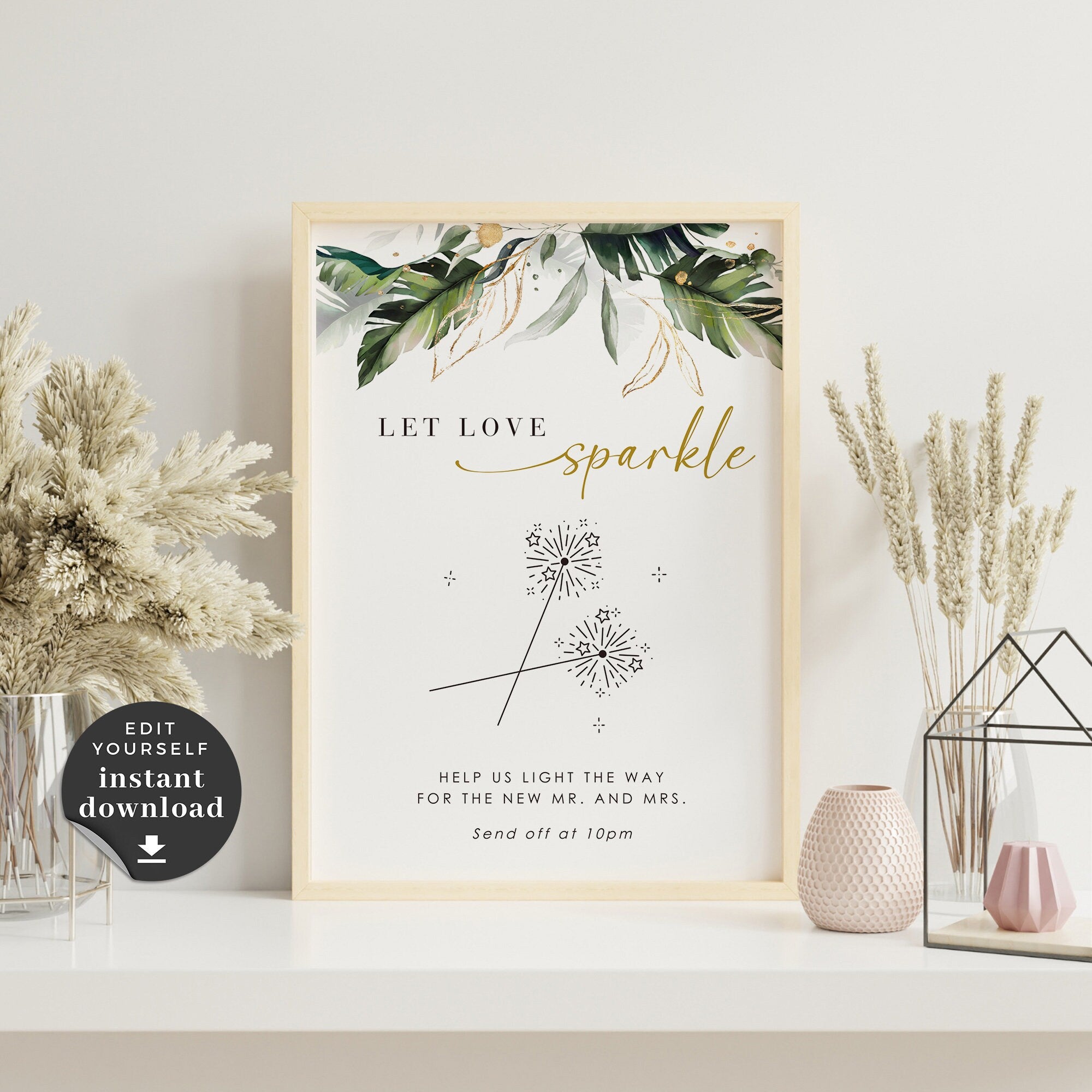 PALMA Tropical Wedding Send Off Sparklers Sign Template
