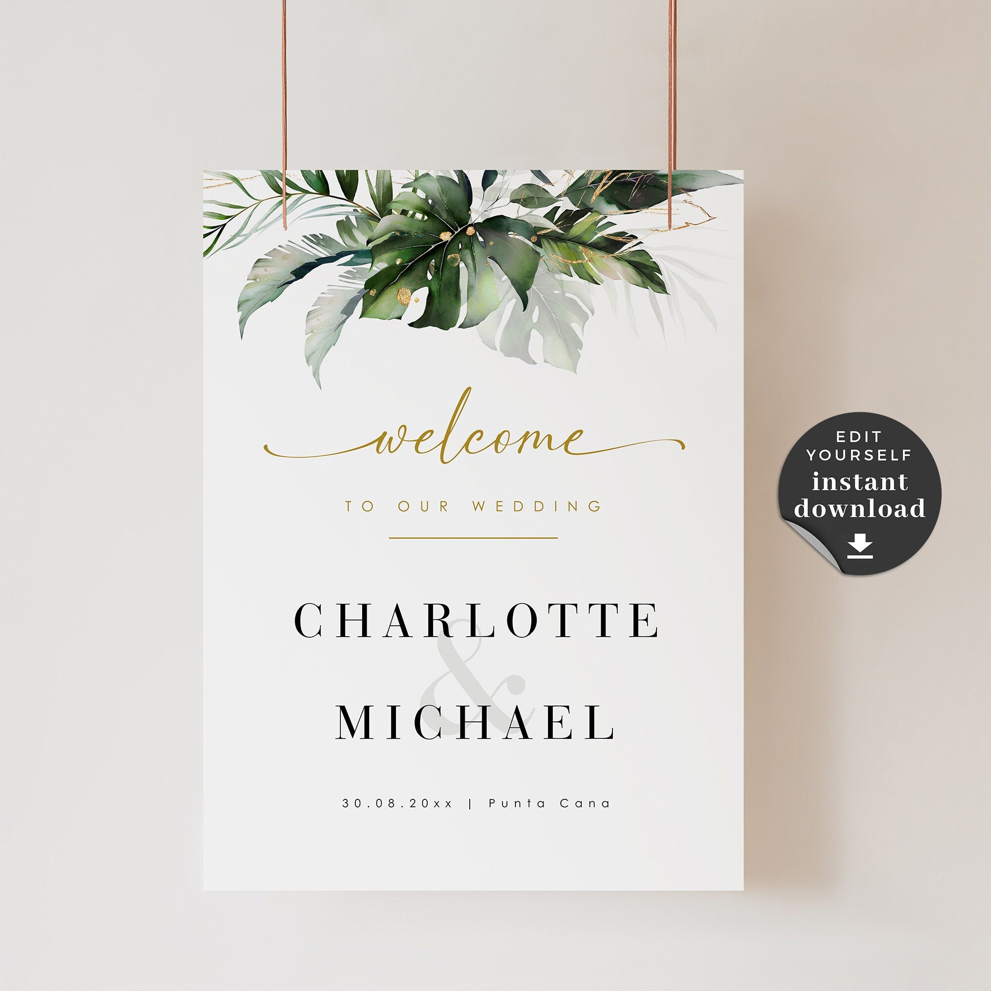 PALMA Tropical Welcome Wedding Sign Template
