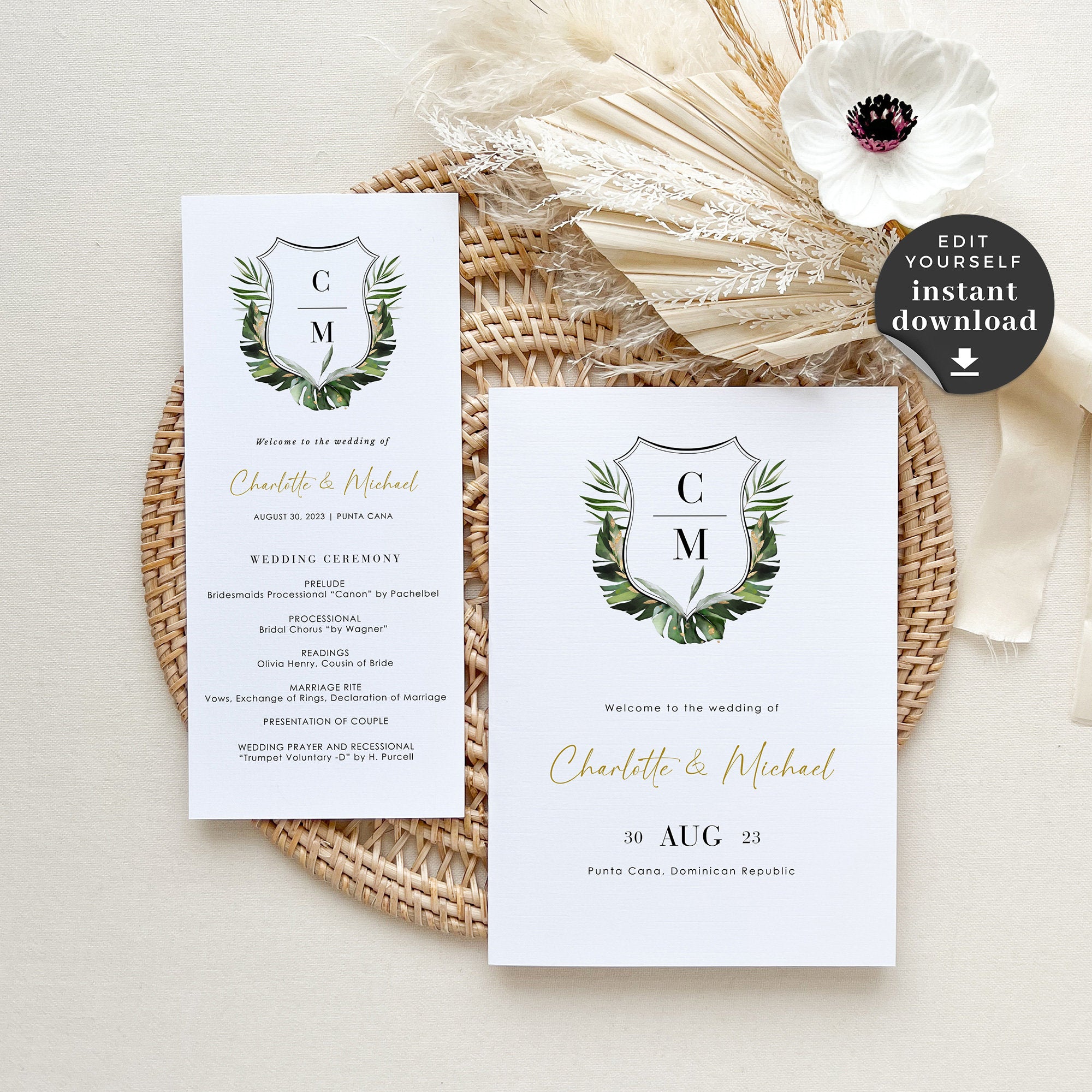 PALMA Template for Wedding Program Tropical