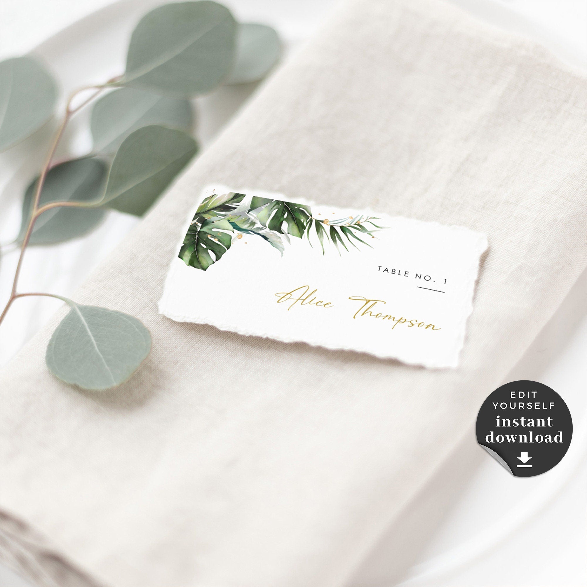 PALMA Tropical Wedding Place Cards Template