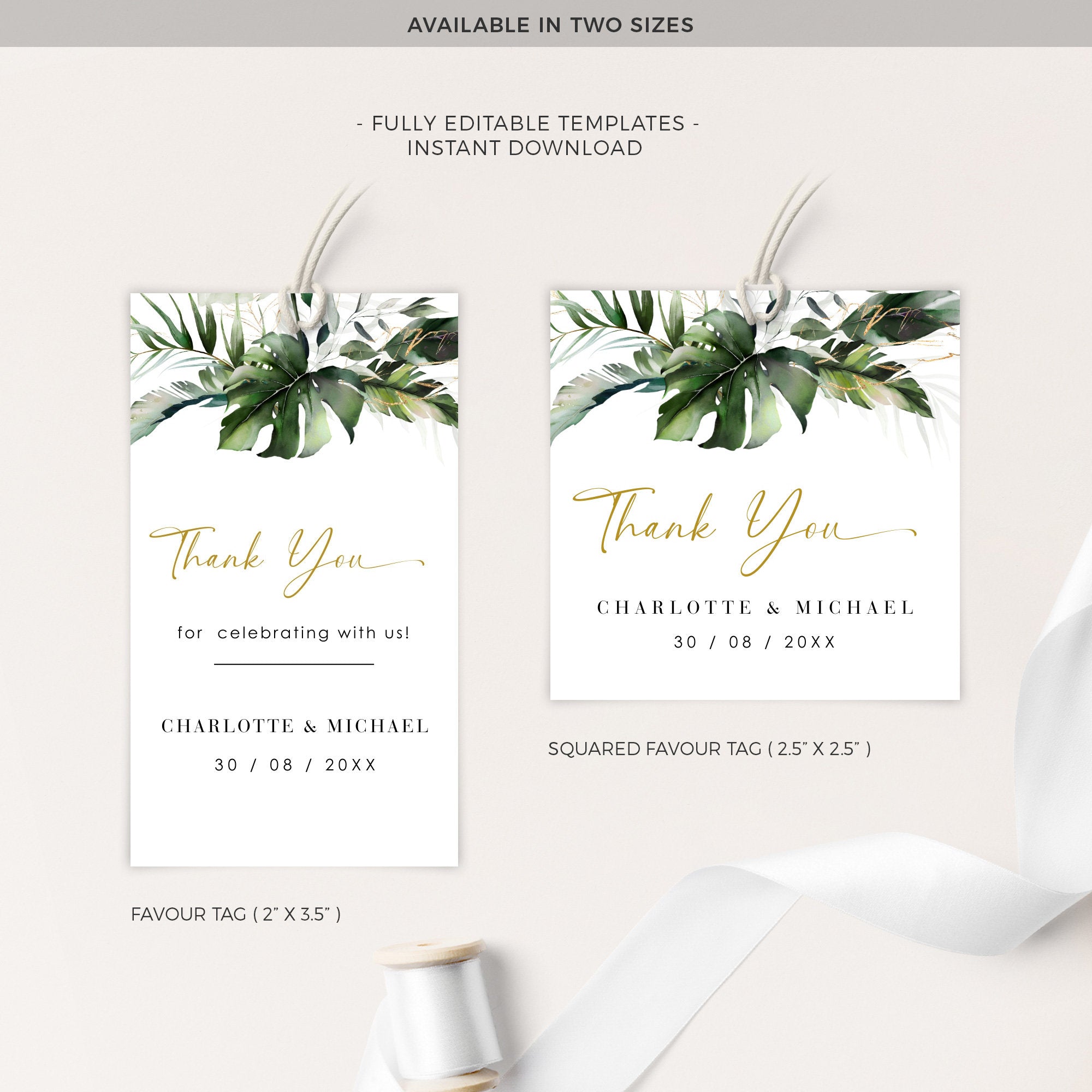 PALMA Tags for Wedding Favors Template Tropical