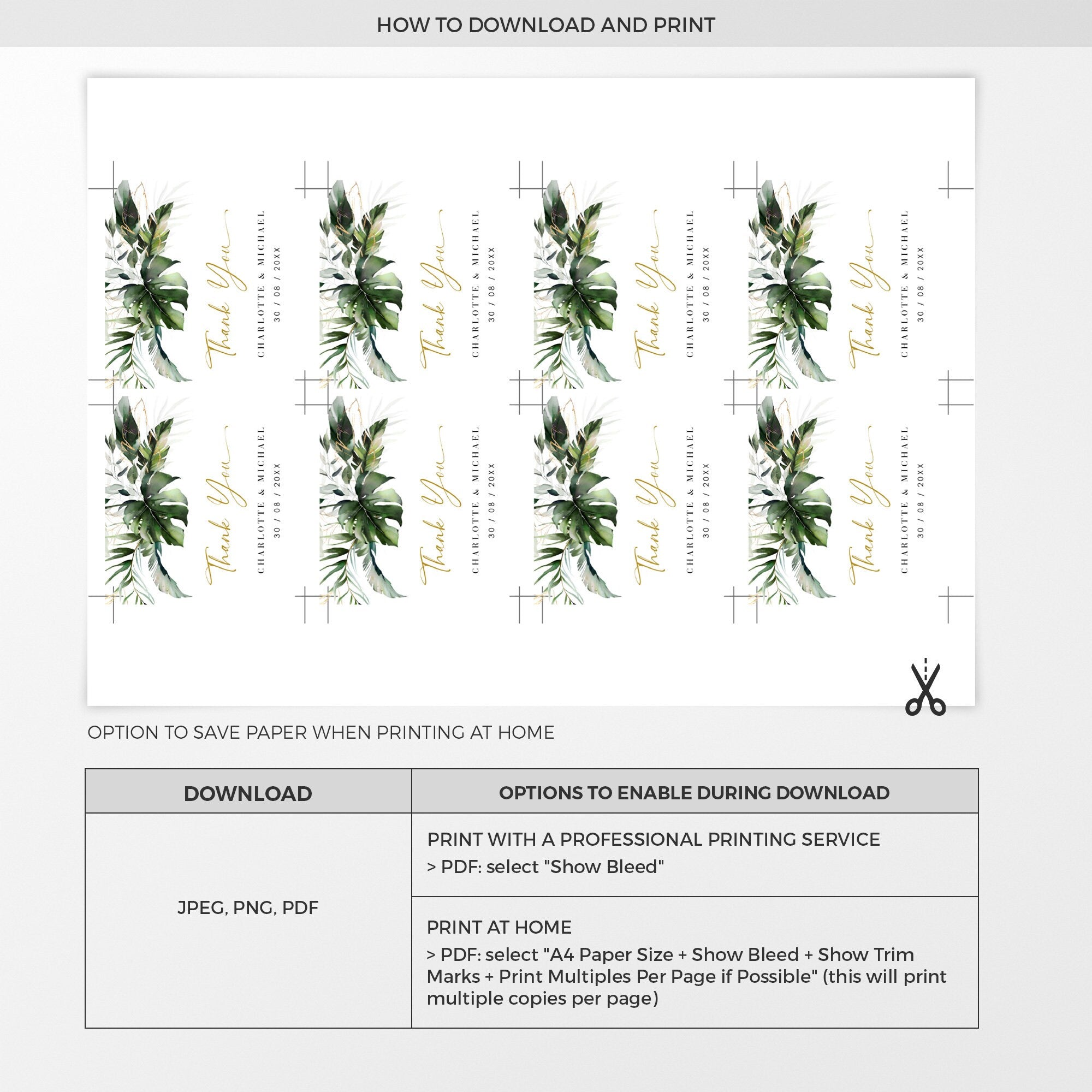 PALMA Tags for Wedding Favors Template Tropical