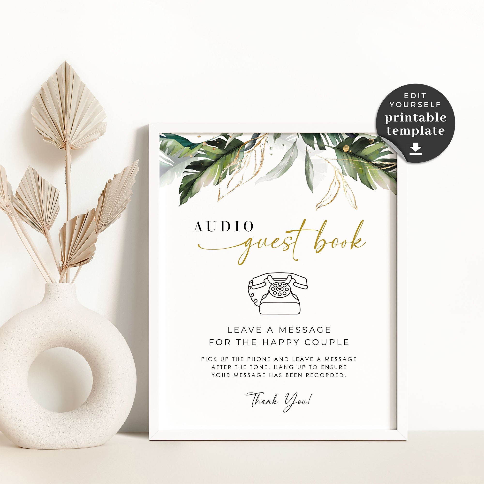 PALMA Audio Guest Book Sign Template Tropical