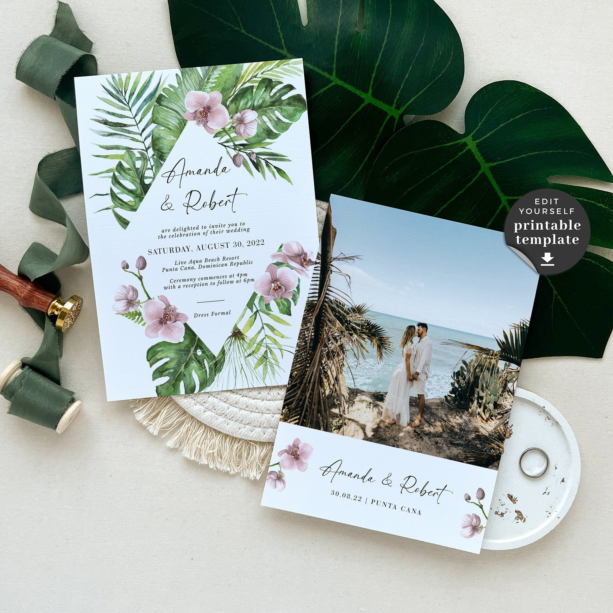 Hawaii Wedding Invitation Template Suite