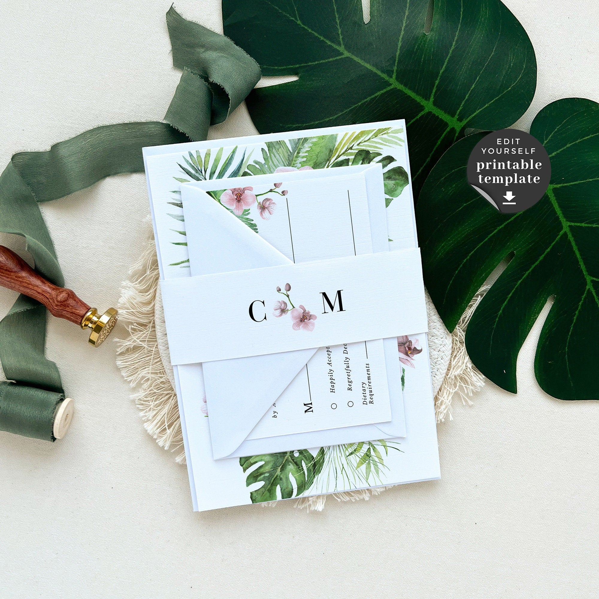 Hawaii Wedding Invitation Template Suite