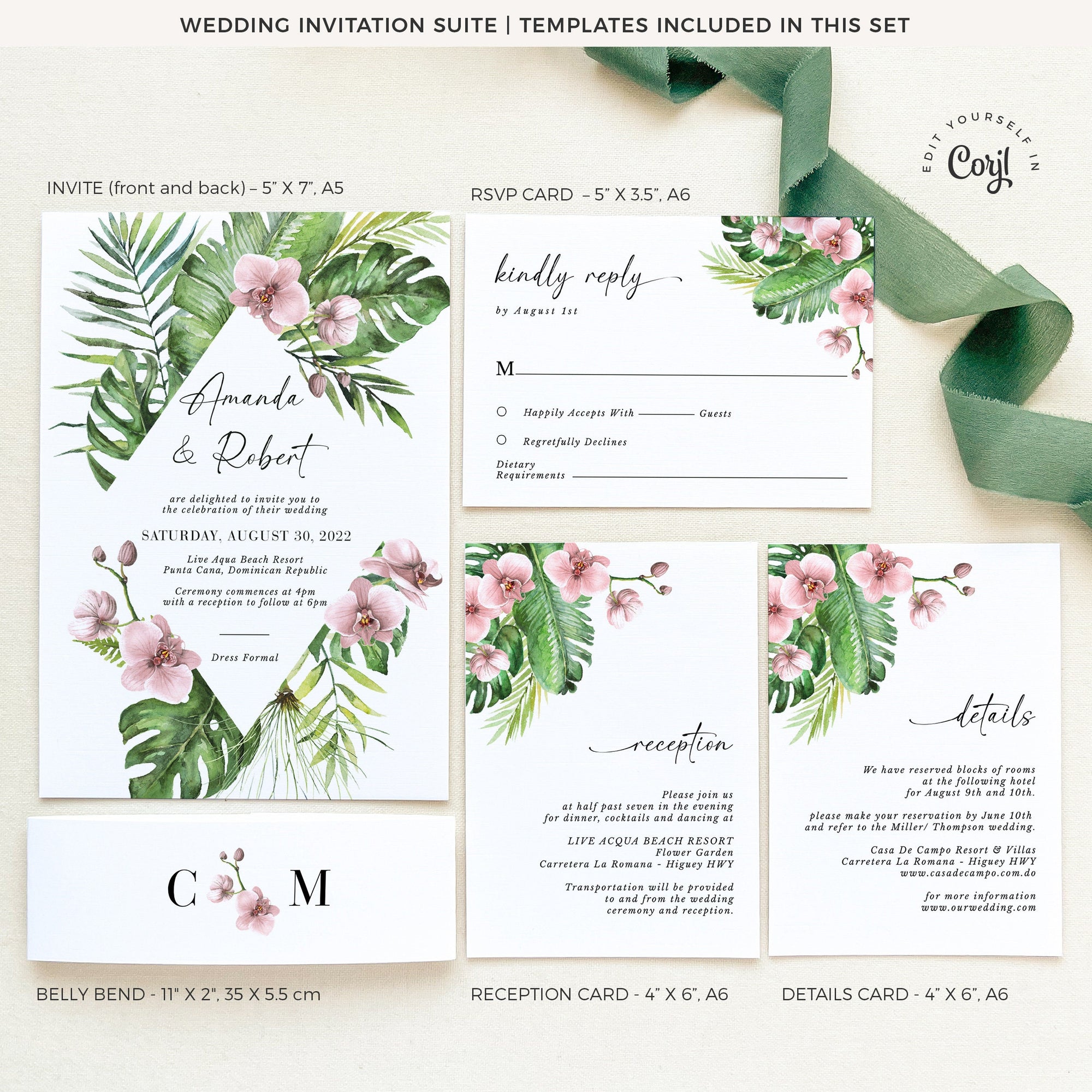 Hawaii Wedding Invitation Template Suite