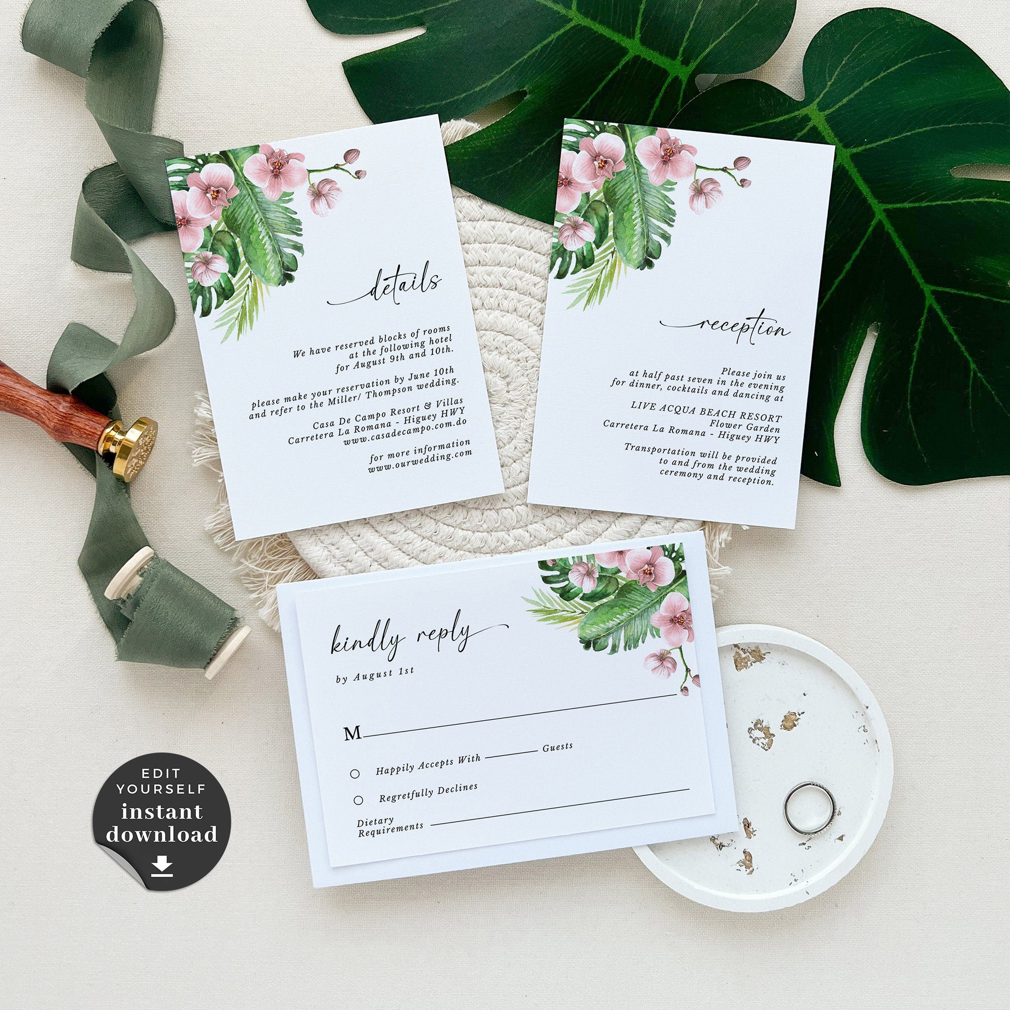 Hawaii Wedding Invitation Template Suite