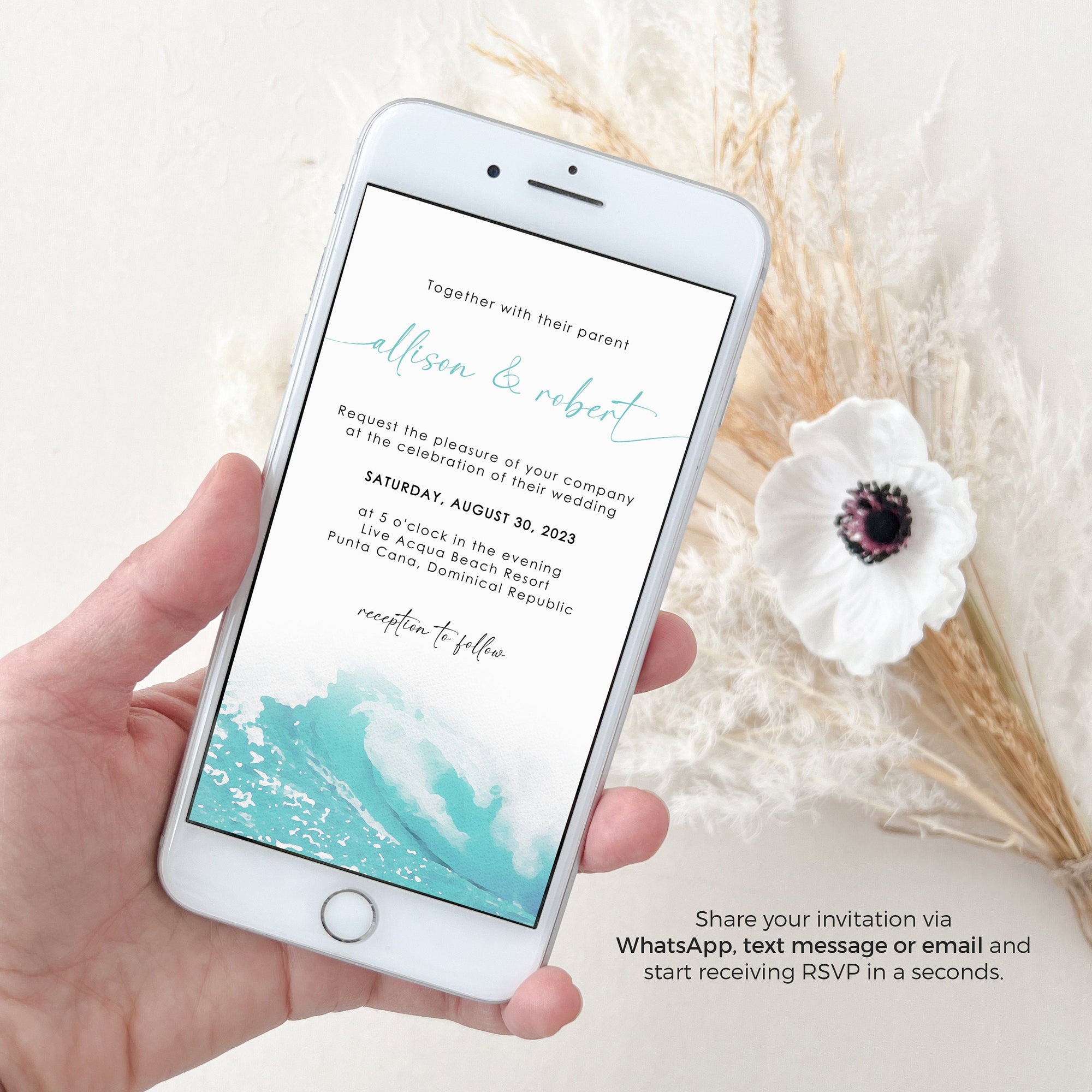 Digital Wedding Invitation Beach Theme