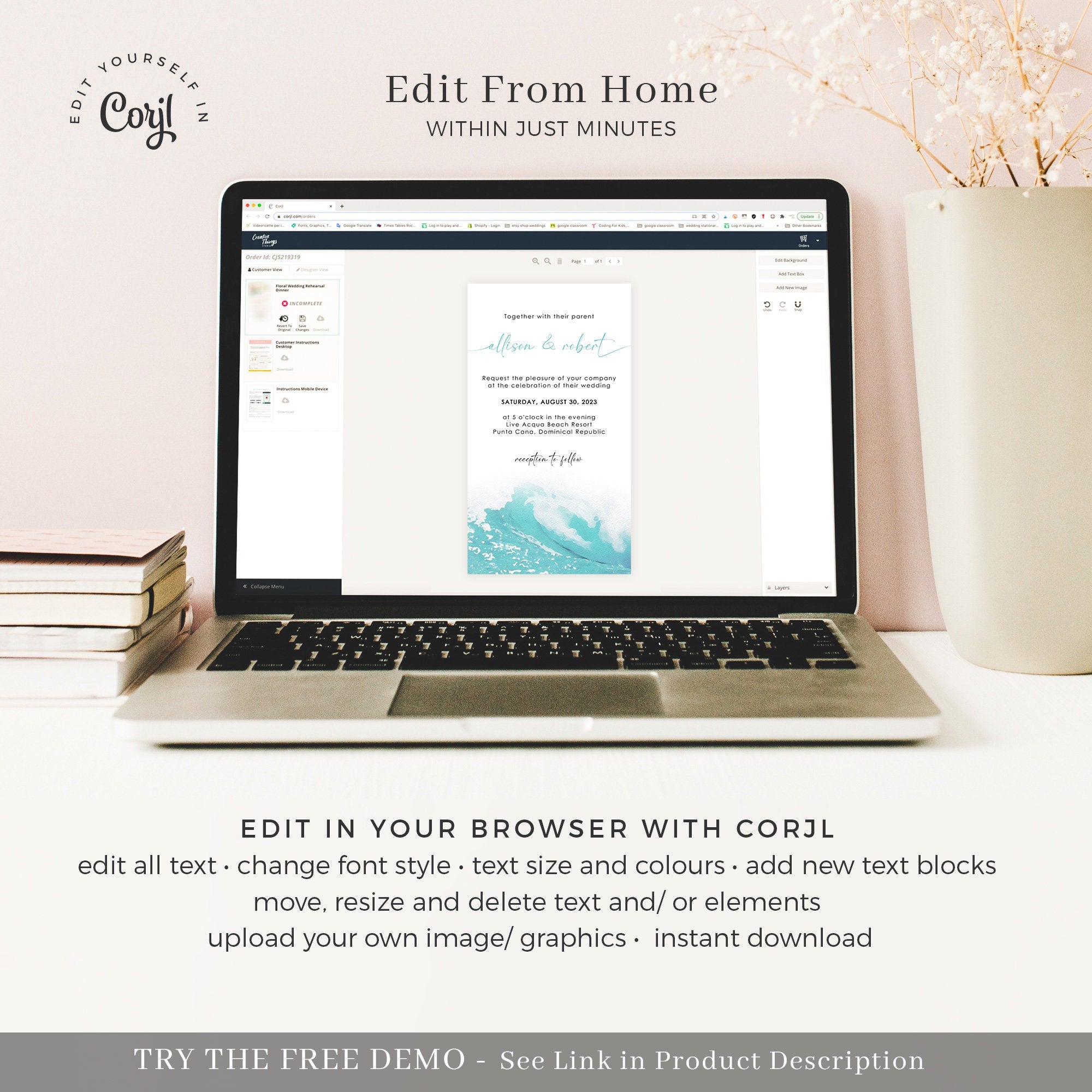 Digital Wedding Invitation Beach Theme