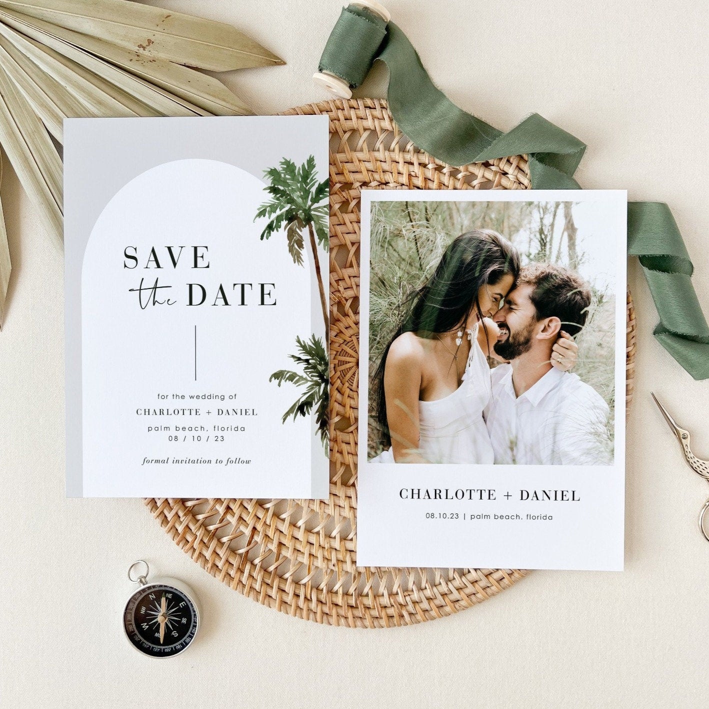 KONA Palm Tree Save Date Template With Photo