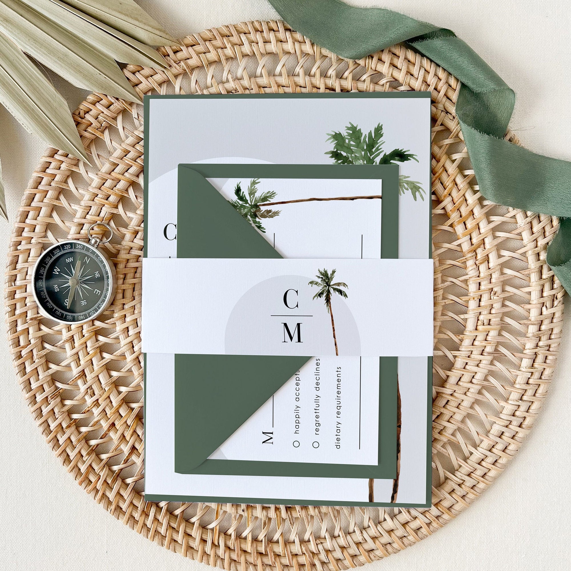 KONA Palm Tree Wedding Invitation Suite Template