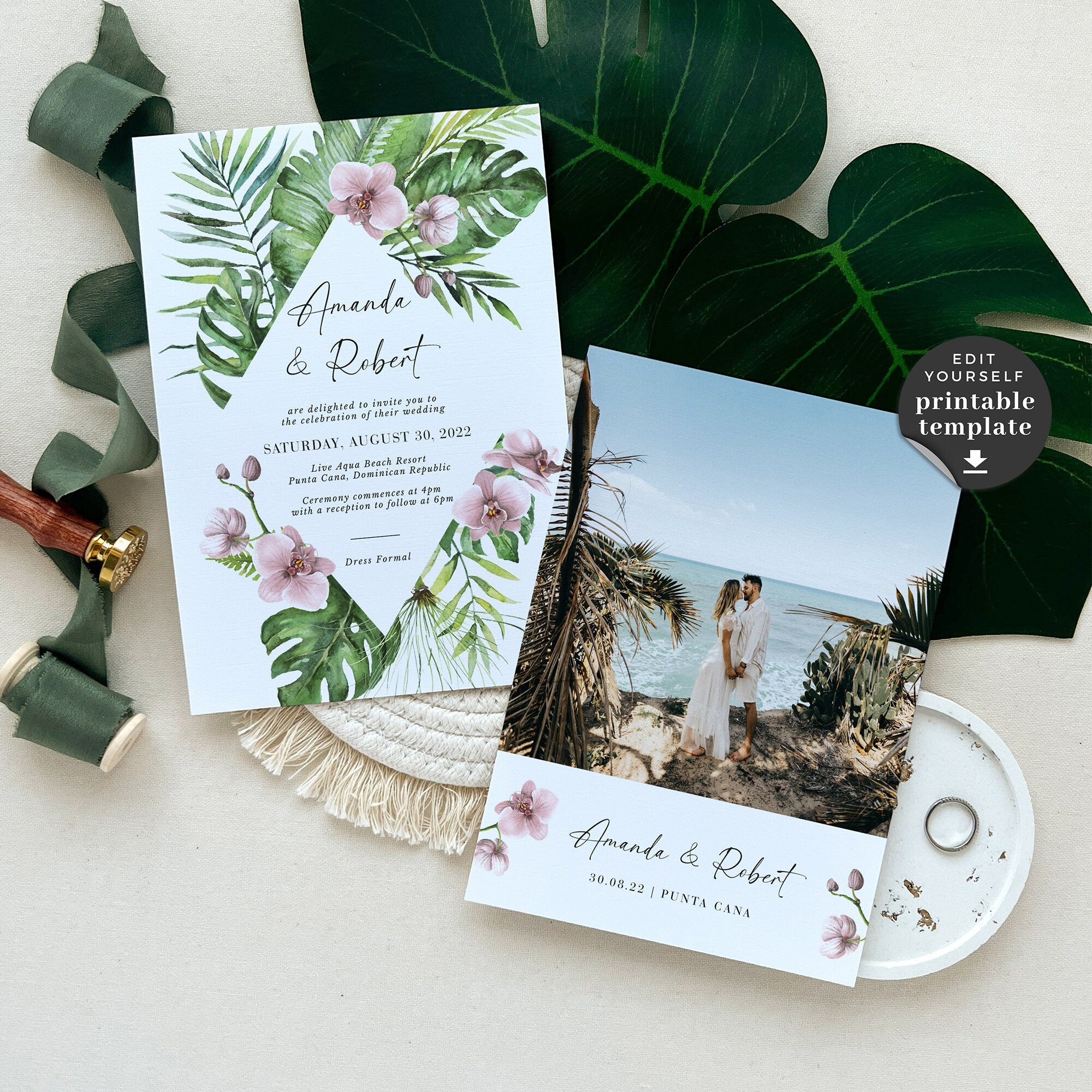 Hawaii Wedding Invitation Template