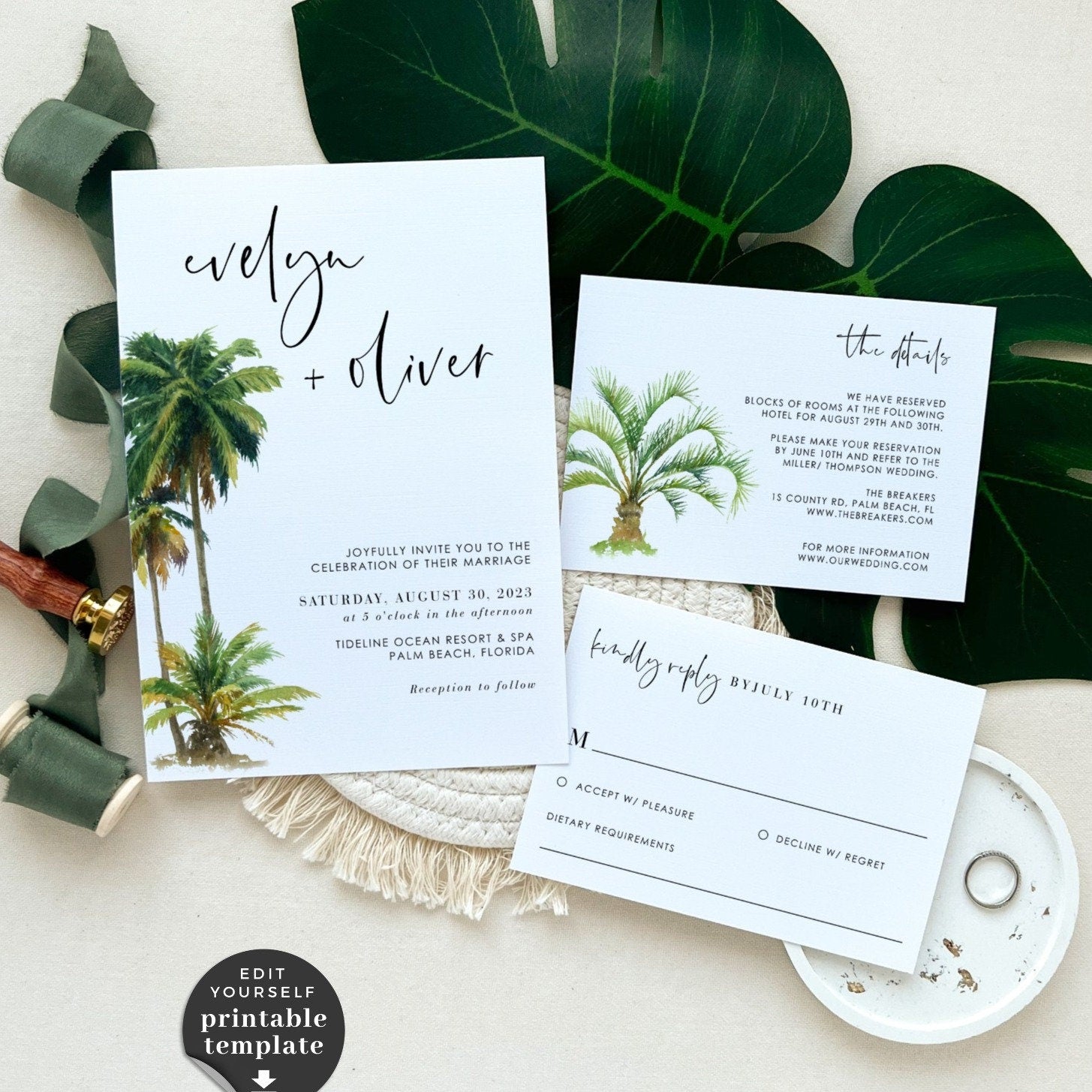 Kala | Tropical Wedding Invitation Template Suite