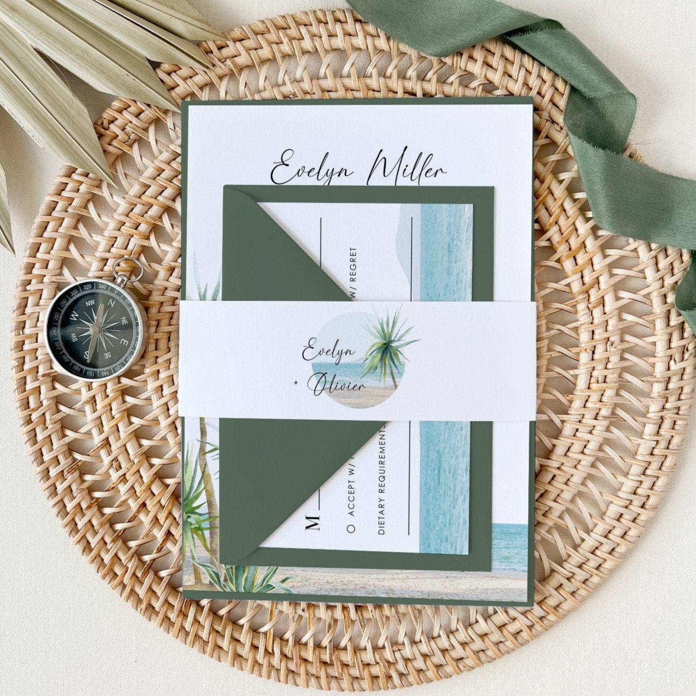 Selma | Tropical Beach Wedding Invitation Set