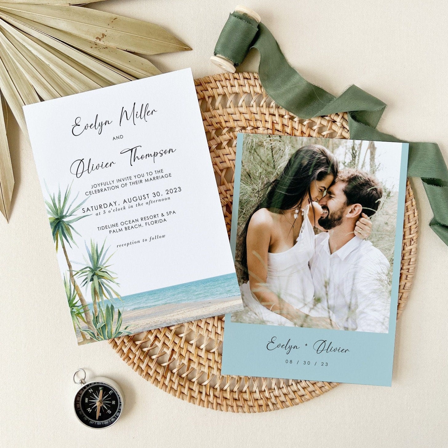 Selma | Tropical Beach Wedding Invitation Set