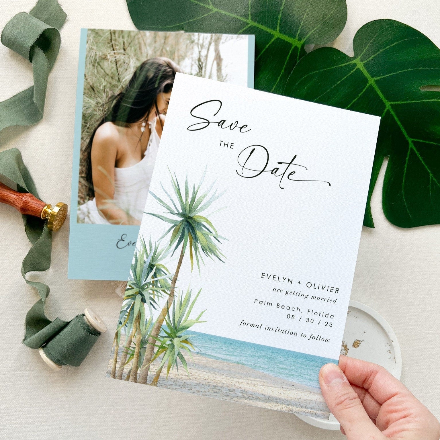 Selma | Palm Tree Save the Date Template with Photo