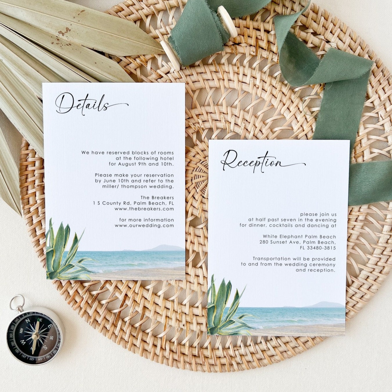 Selma | Tropical Beach Wedding Invitation Set