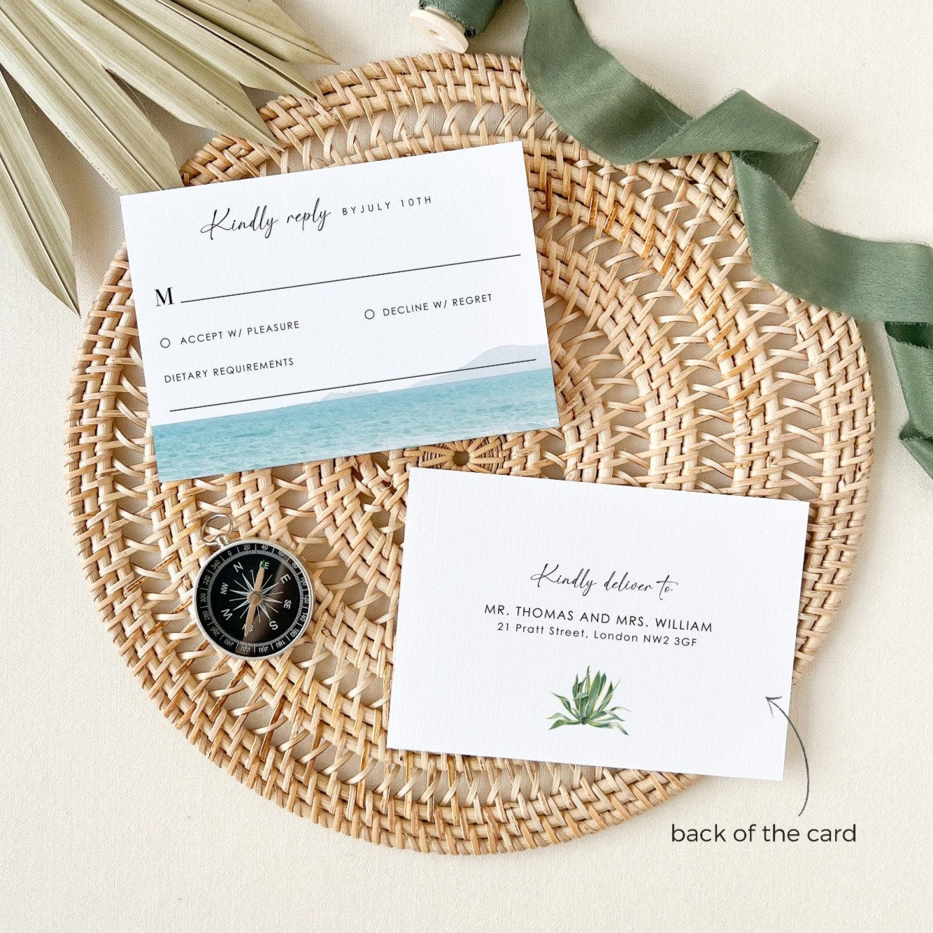 Selma | Tropical Beach Wedding Invitation Set