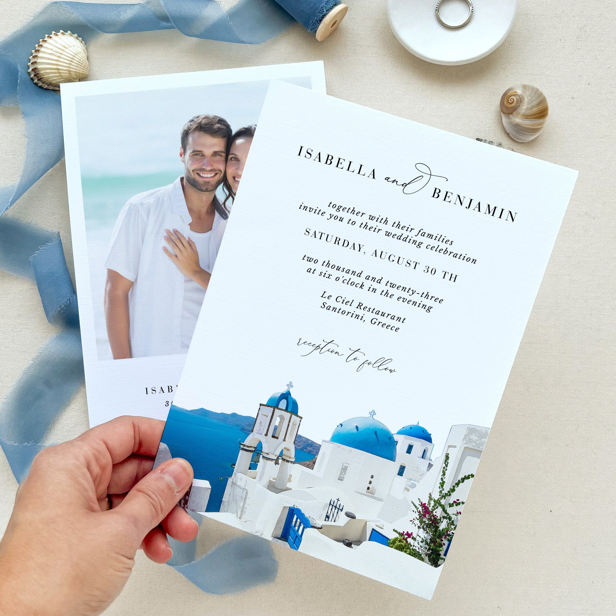 SANTORINI | Greece Wedding Invitation Suite Template