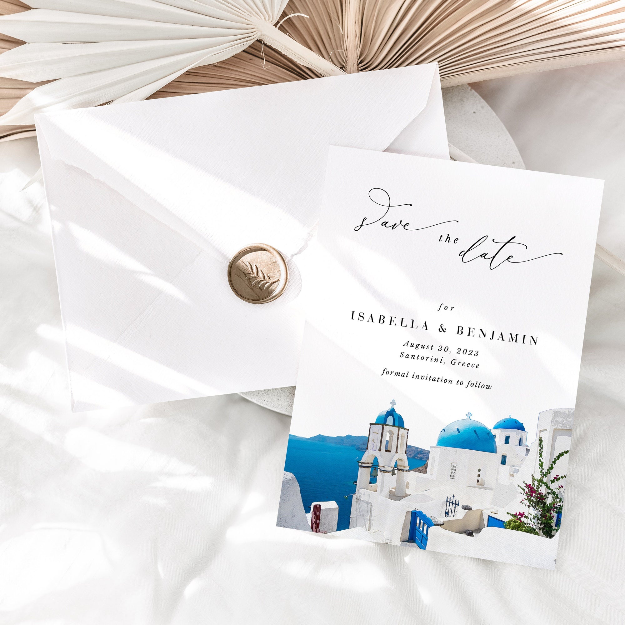 Santorini | Watercolour Save the Date Template