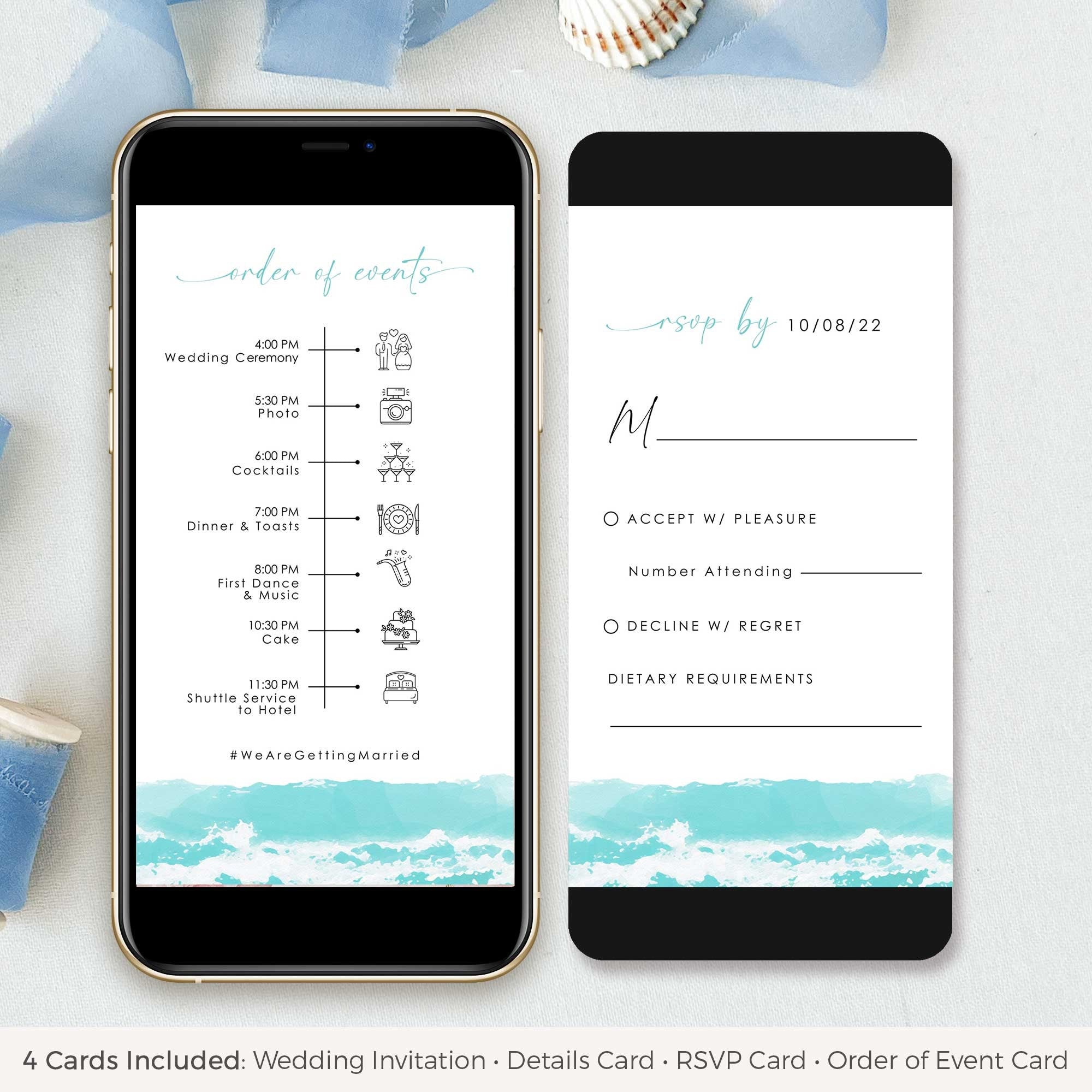 Digital Wedding Invitation Beach Theme