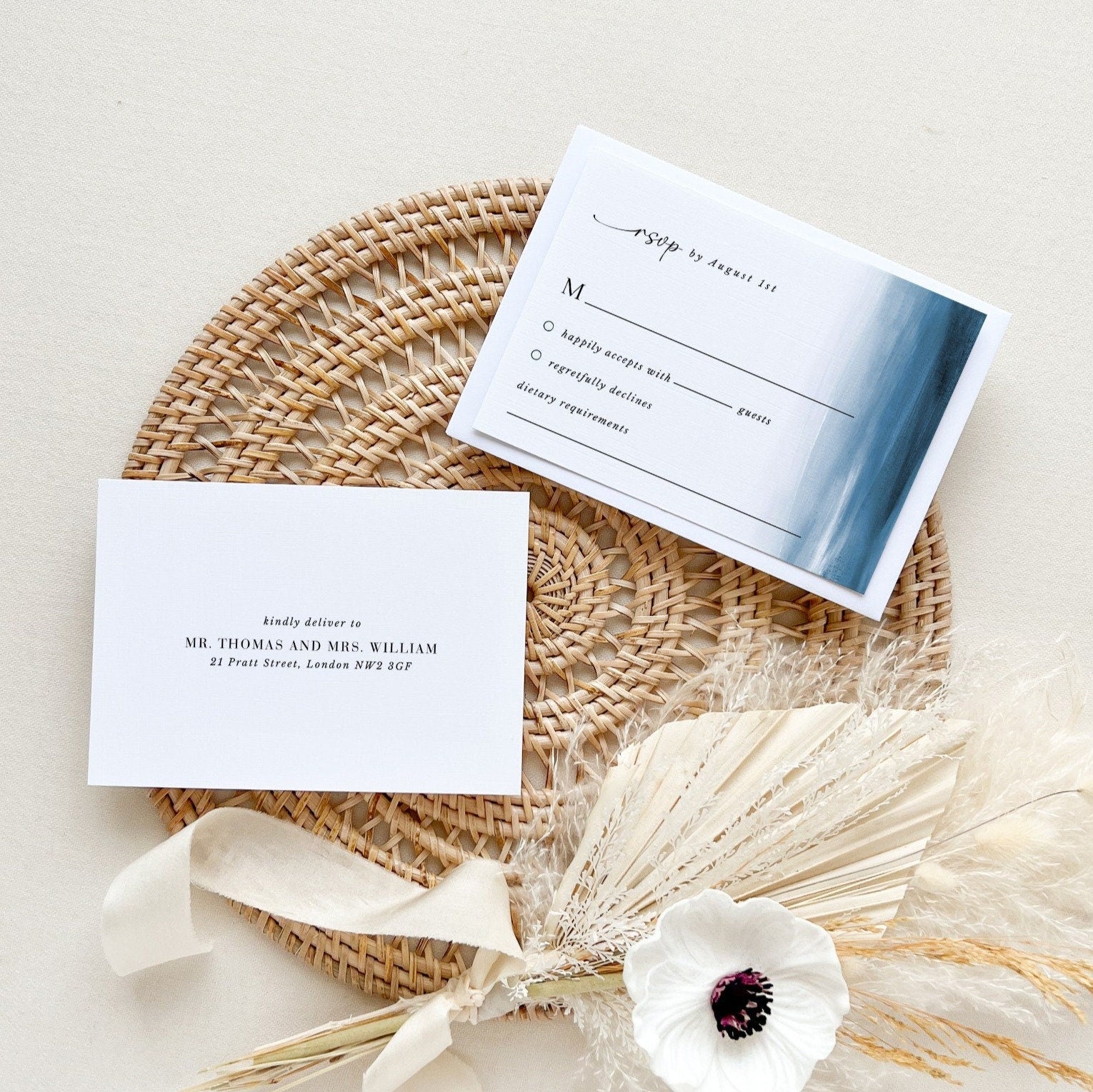 Elettra | Modern Beach Wedding Invitation Template with Rsvp