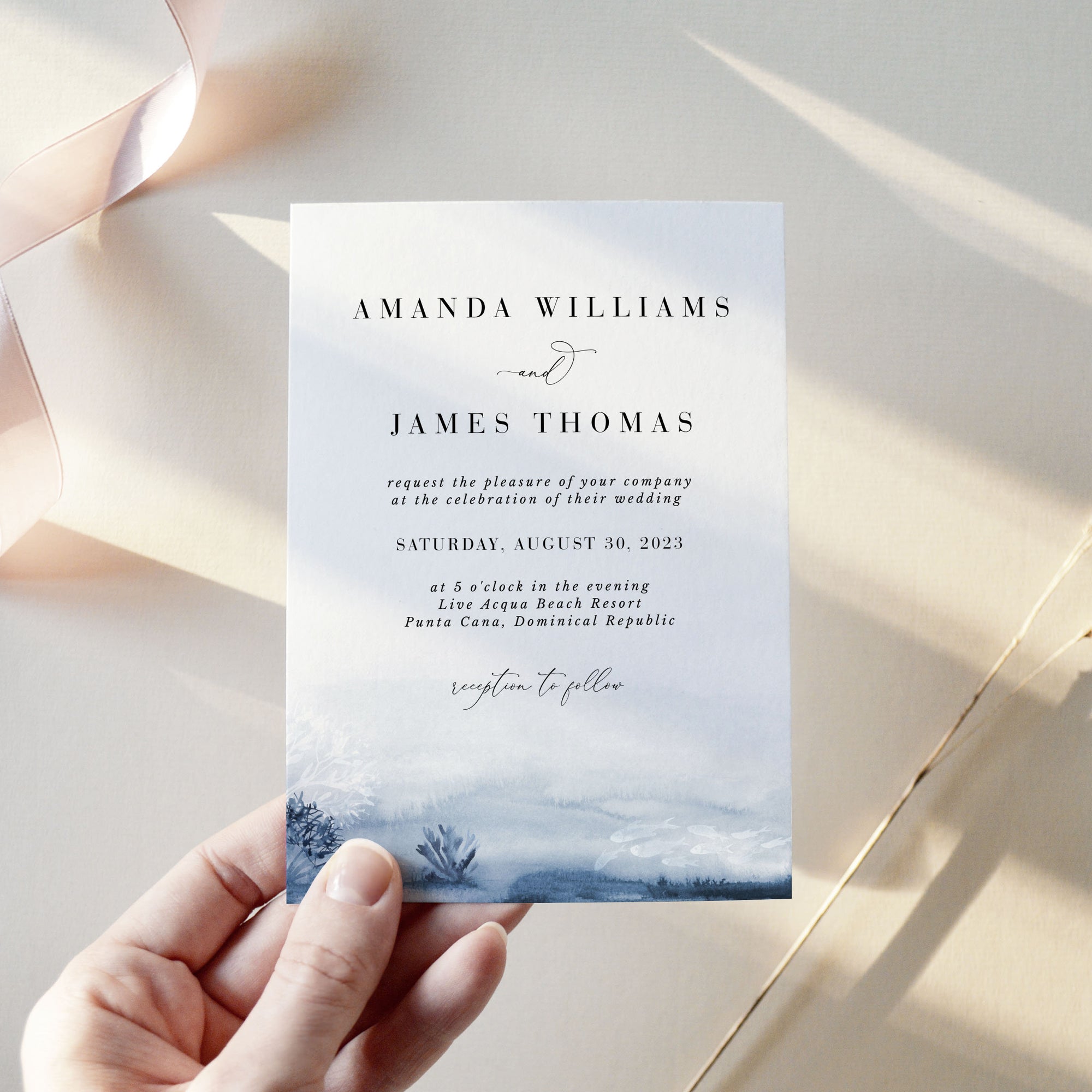 ALYSSA | Sea Wedding Invitation Template with Photo