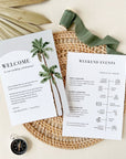 KONA Palm Tree Welcome Letter & Wedding Weekend Itinerary Template