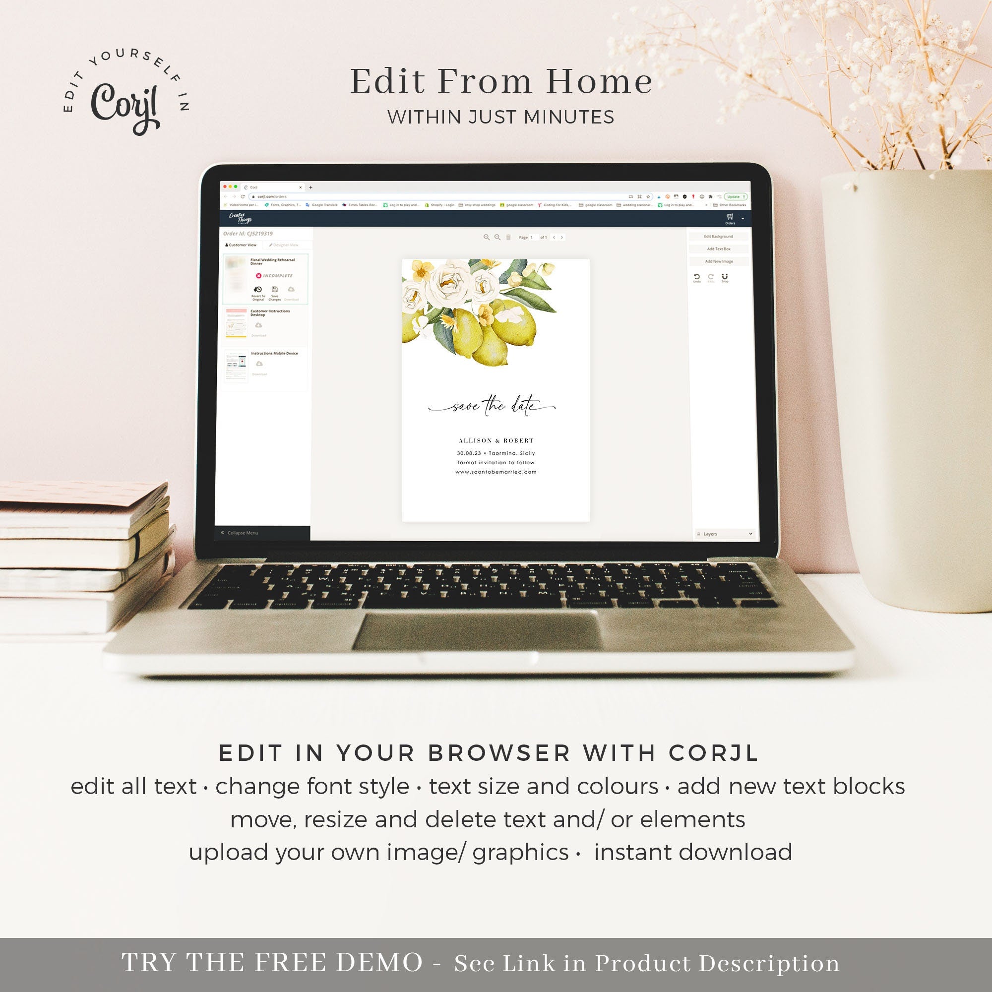 Amelia | Mediterranean Italy Save the Date with Lemon