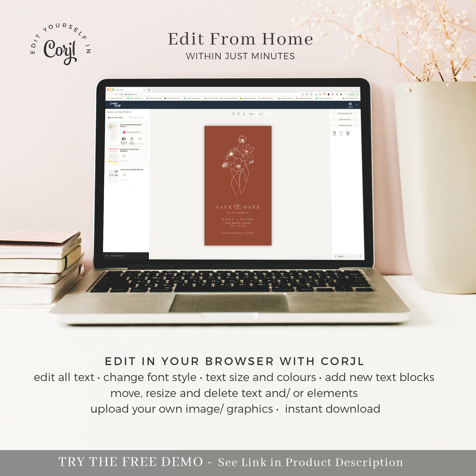 HAZEL Terracotta Boho Save the Date Electronic