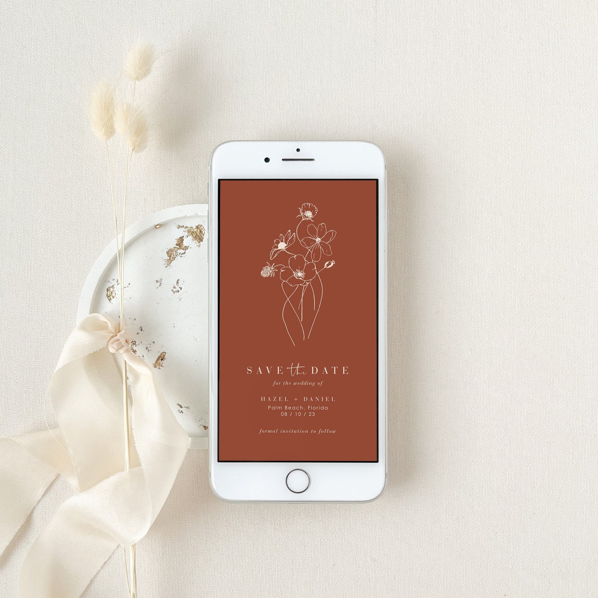 HAZEL Terracotta Boho Save the Date Electronic