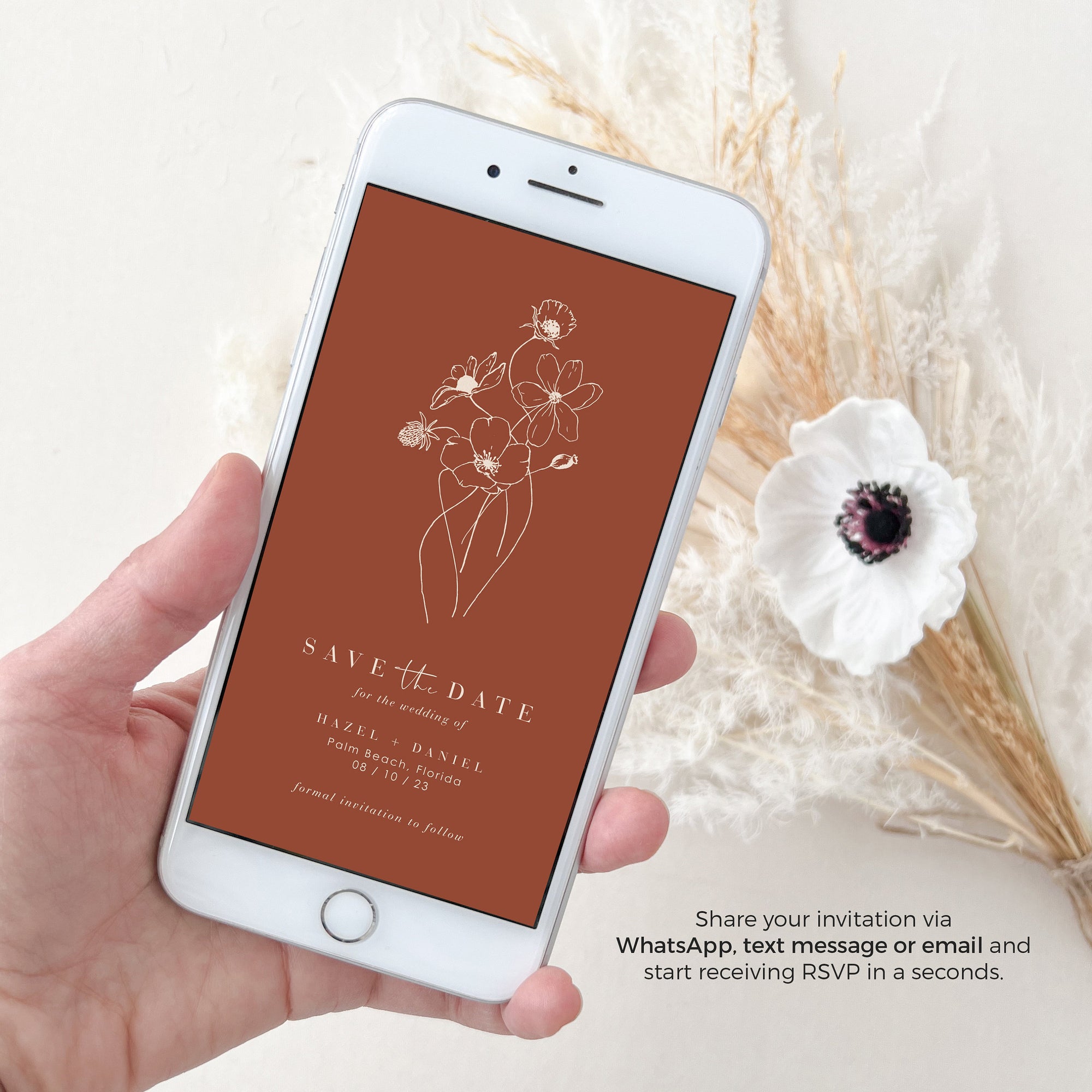 HAZEL Terracotta Boho Save the Date Electronic