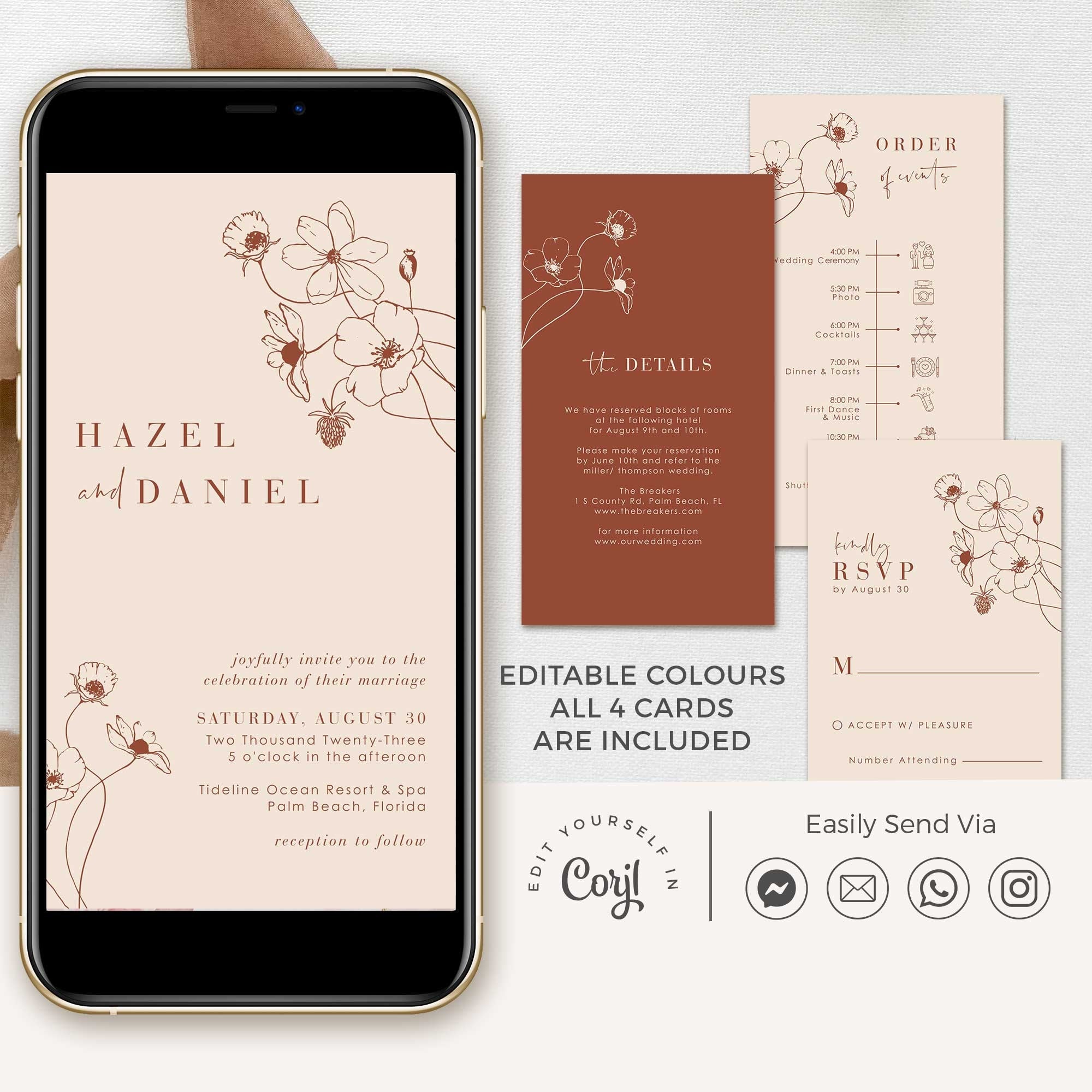HAZEL Boho Wedding Invitation Set Evite