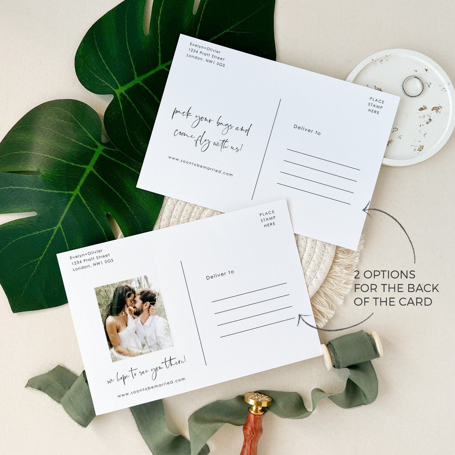 Kala | Palm Tree Save the Date Postcard with Photo