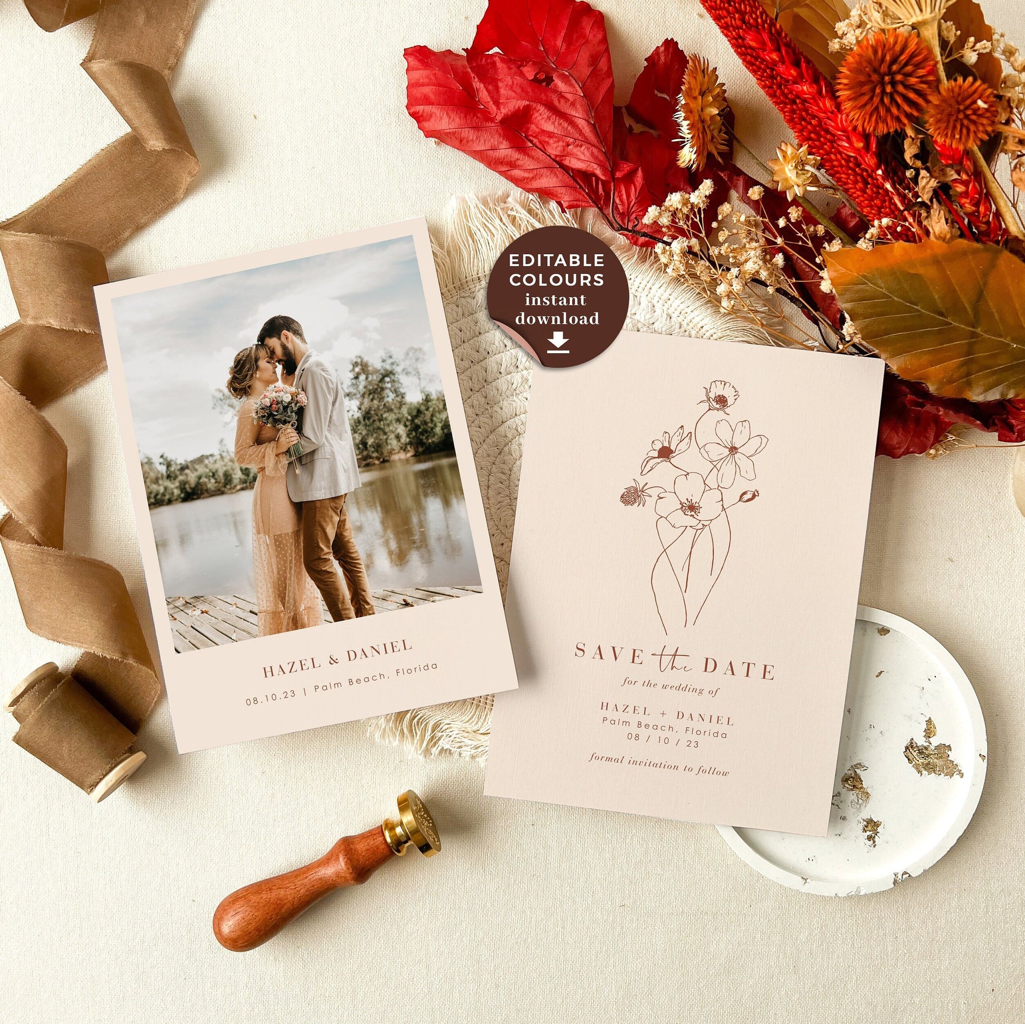 HAZEL Terracotta Boho Save the Date Template