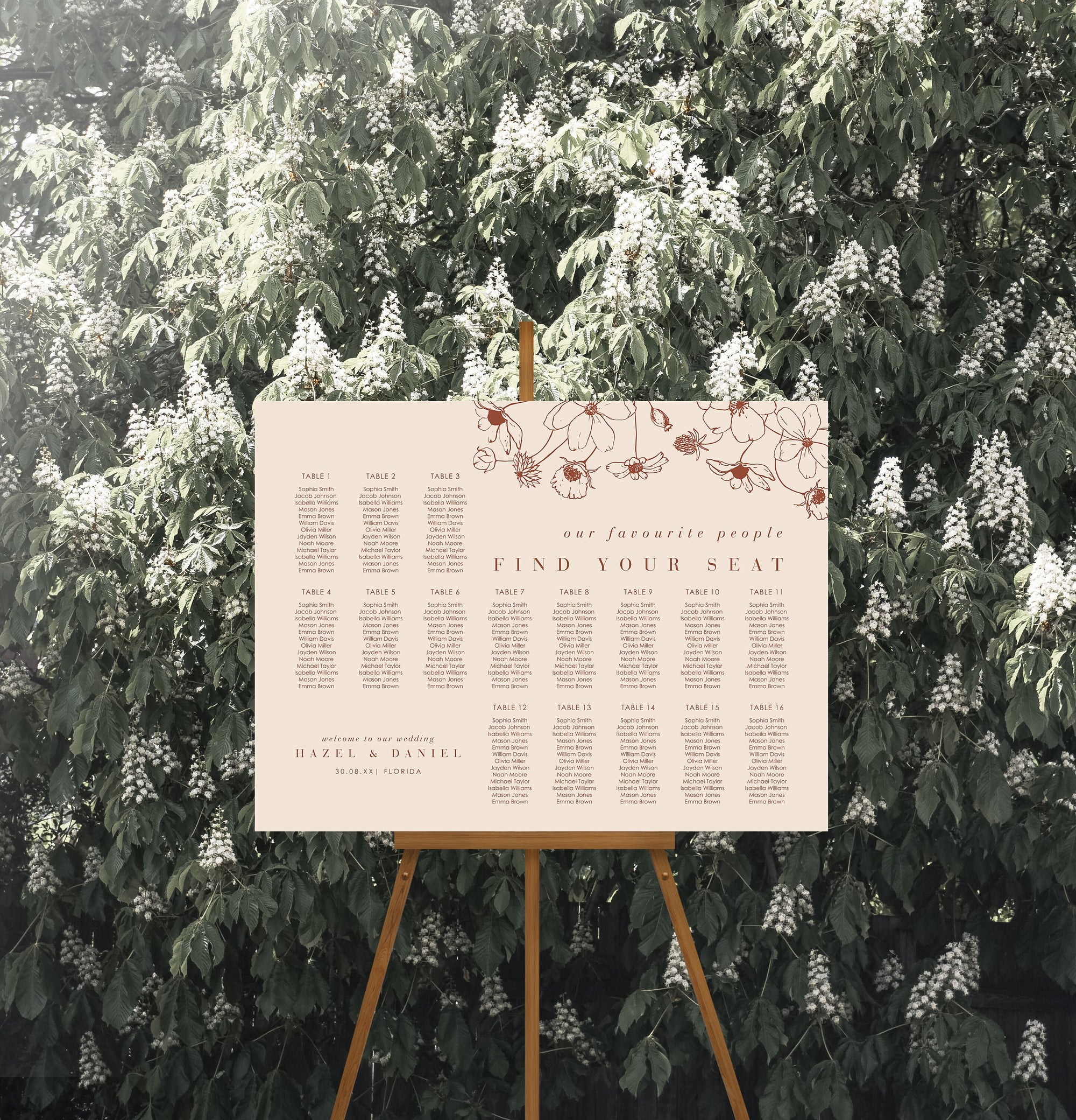 HAZEL | Terracotta Wedding Seating Chart Plan Template