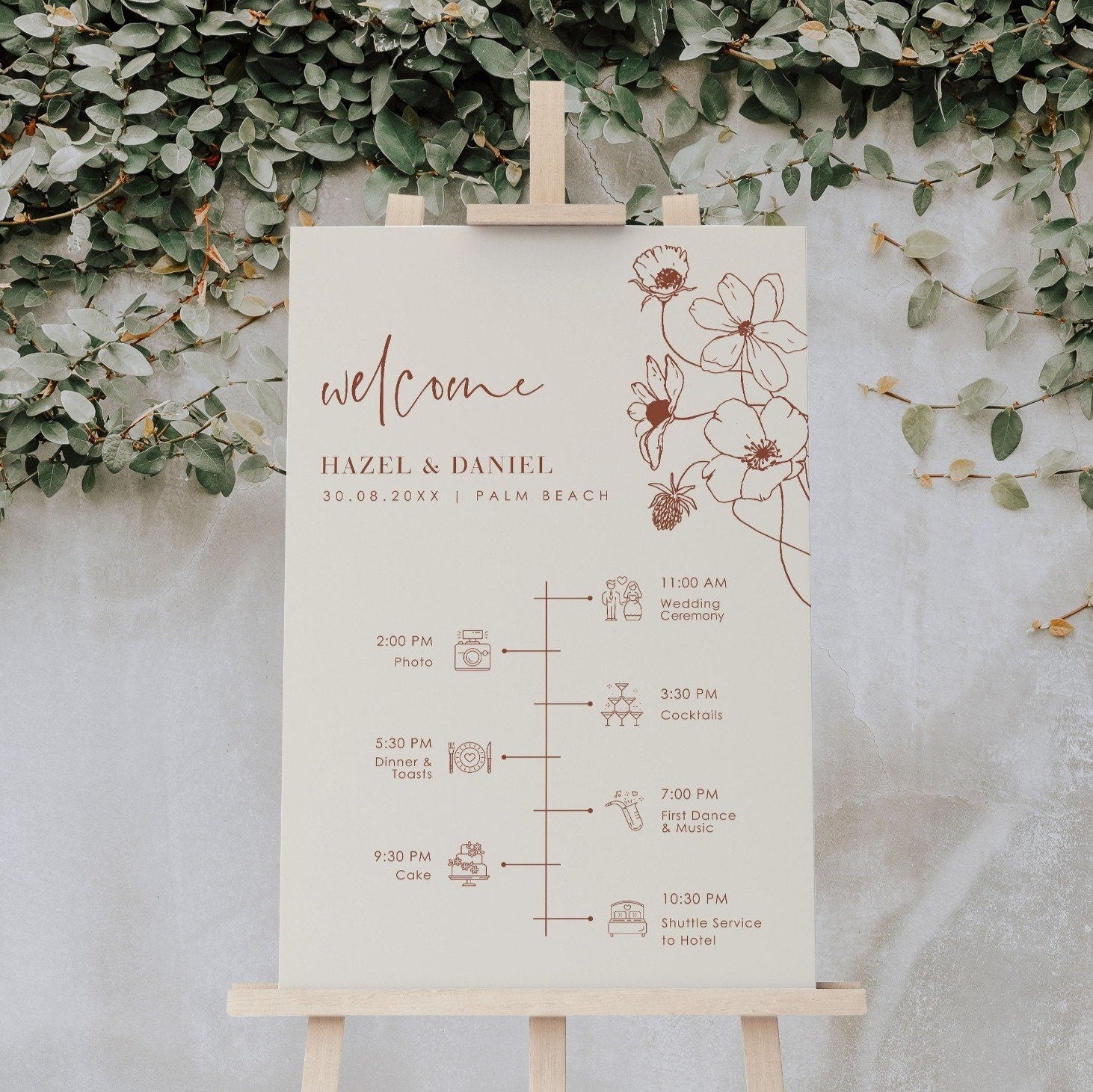 HAZEL Welcome to Our Wedding Sign Template
