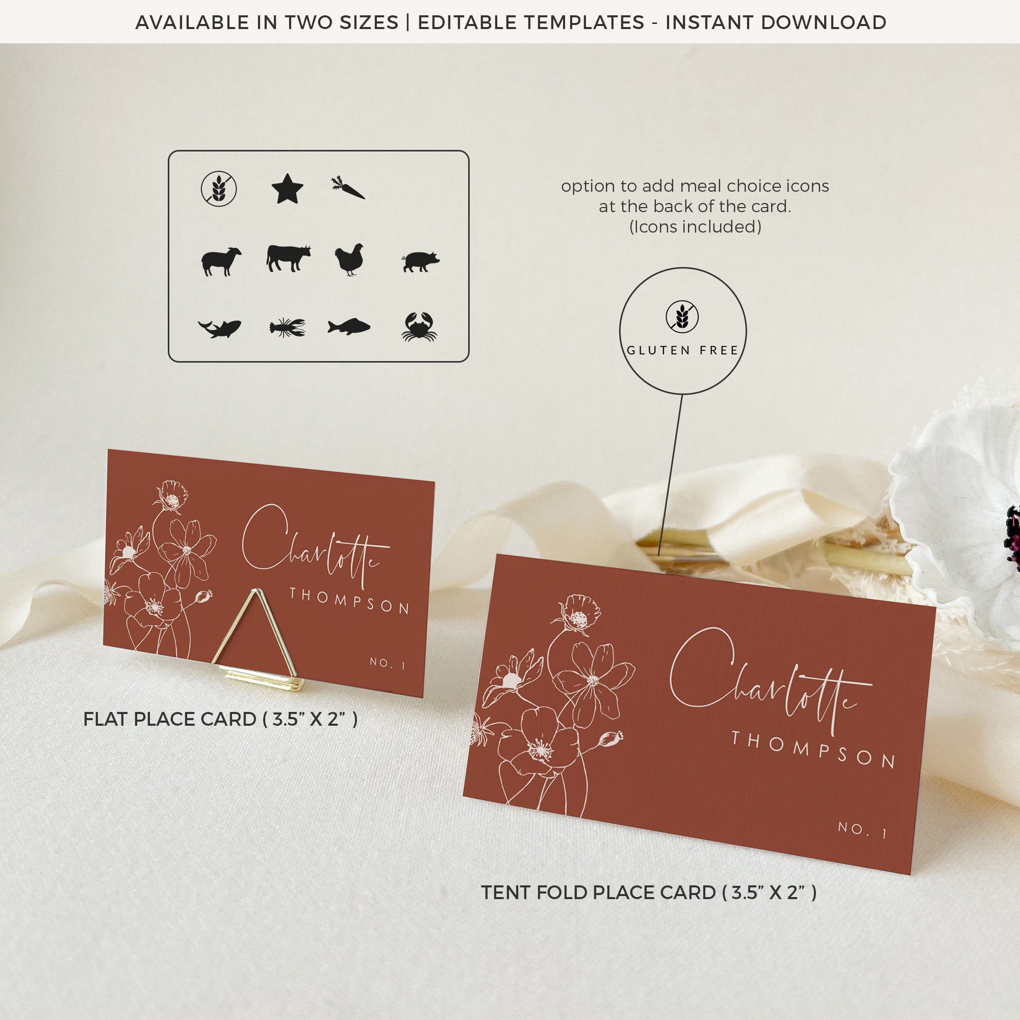 HAZEL Template for Wedding Place Cards
